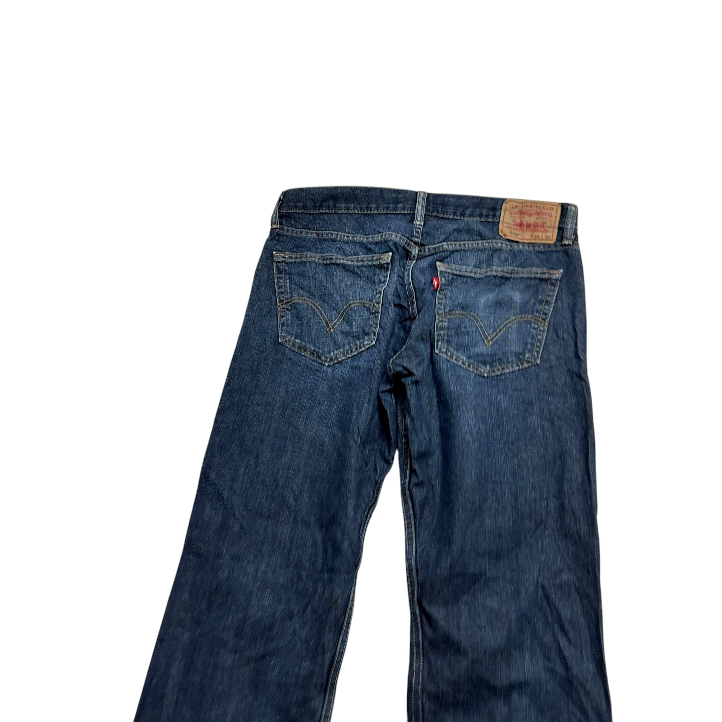 Levis 514 Jeans W34 L32 Mens Dark Blue Regular Straight Fit Vintage Denim (F)