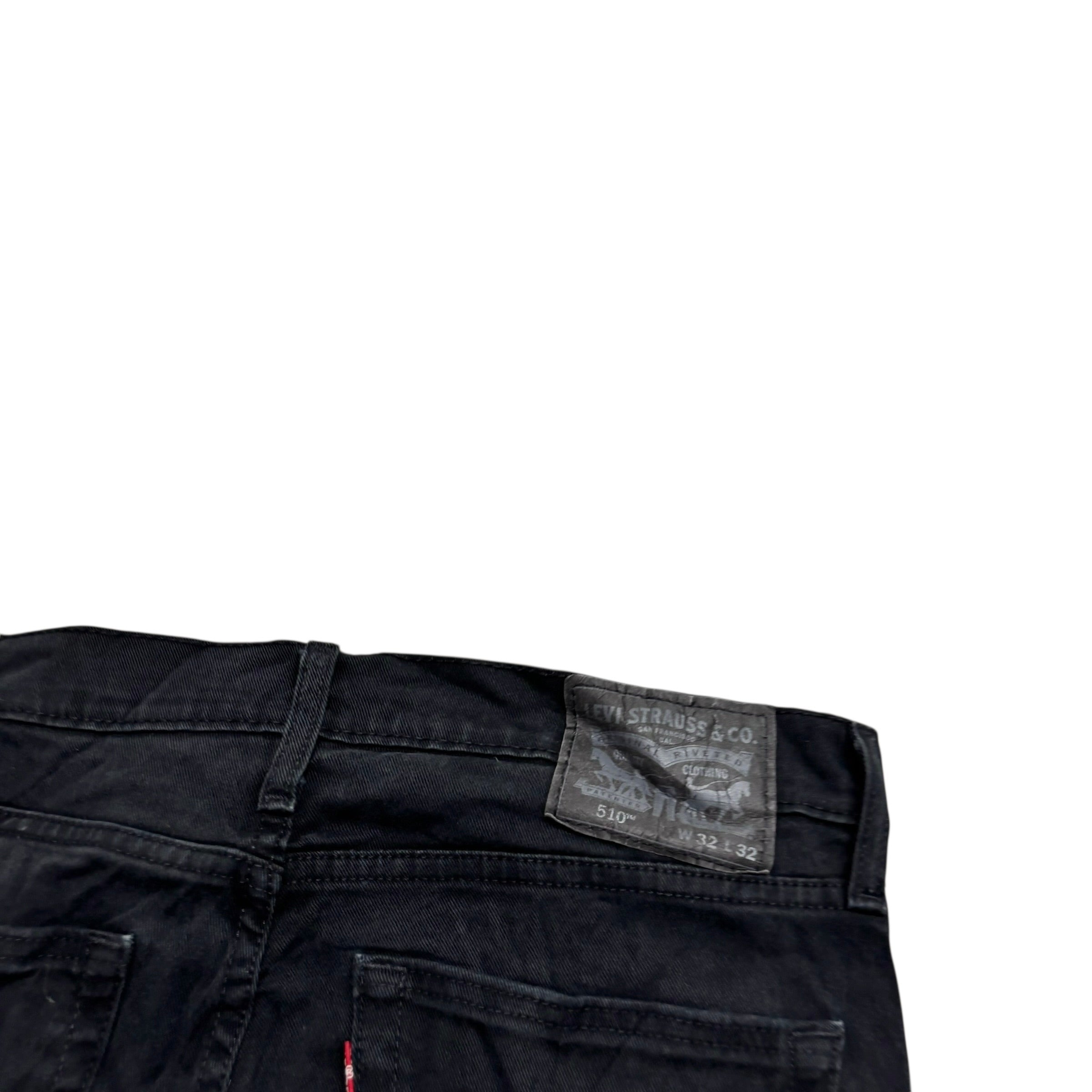 Levis 510 Jeans W32 L32 Mens Black Skinny Fit Stretch Denim (E)
