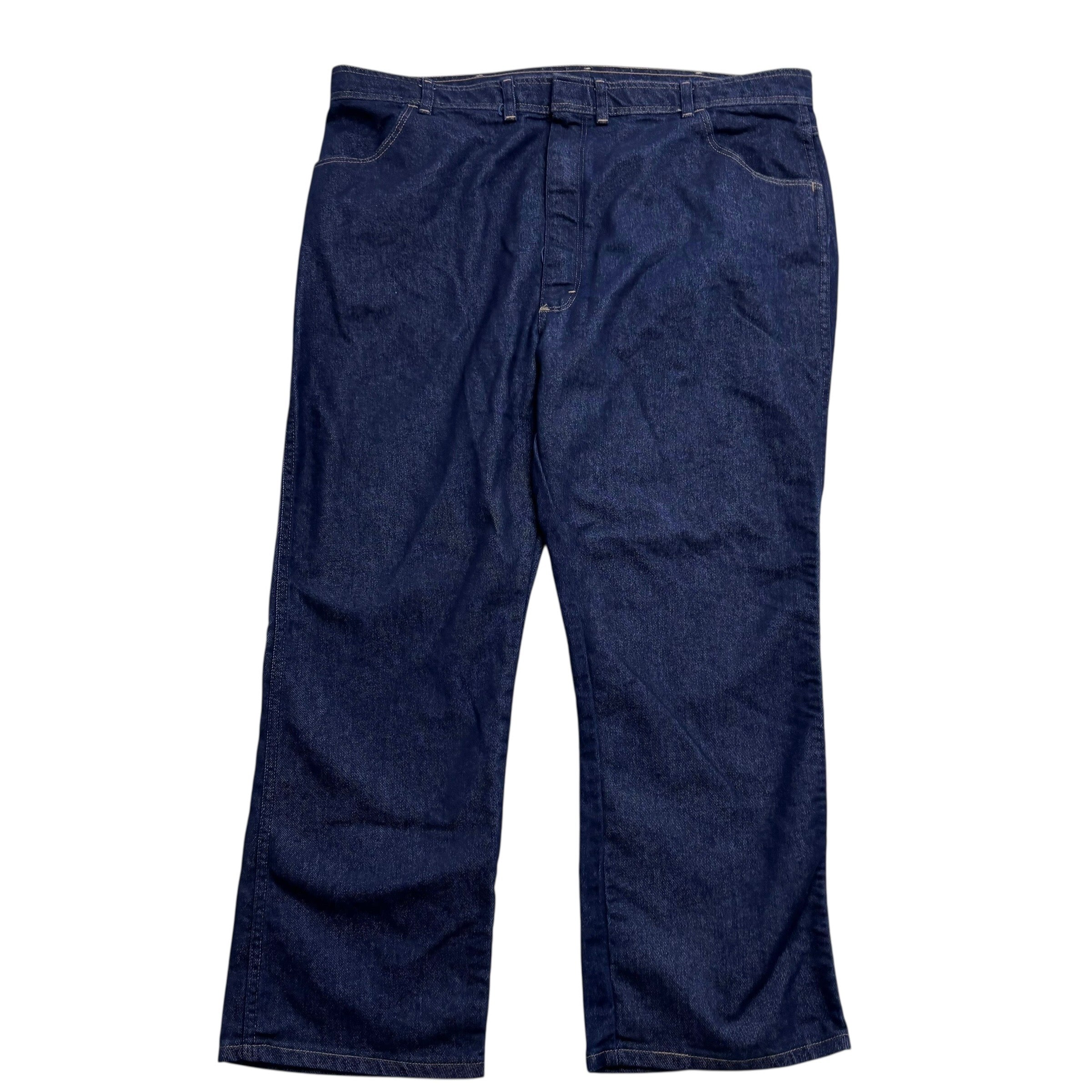 Wrangler Jeans W44 L30 Mens Dark Blue Regular Bootcut Fit Vintage Denim (E)