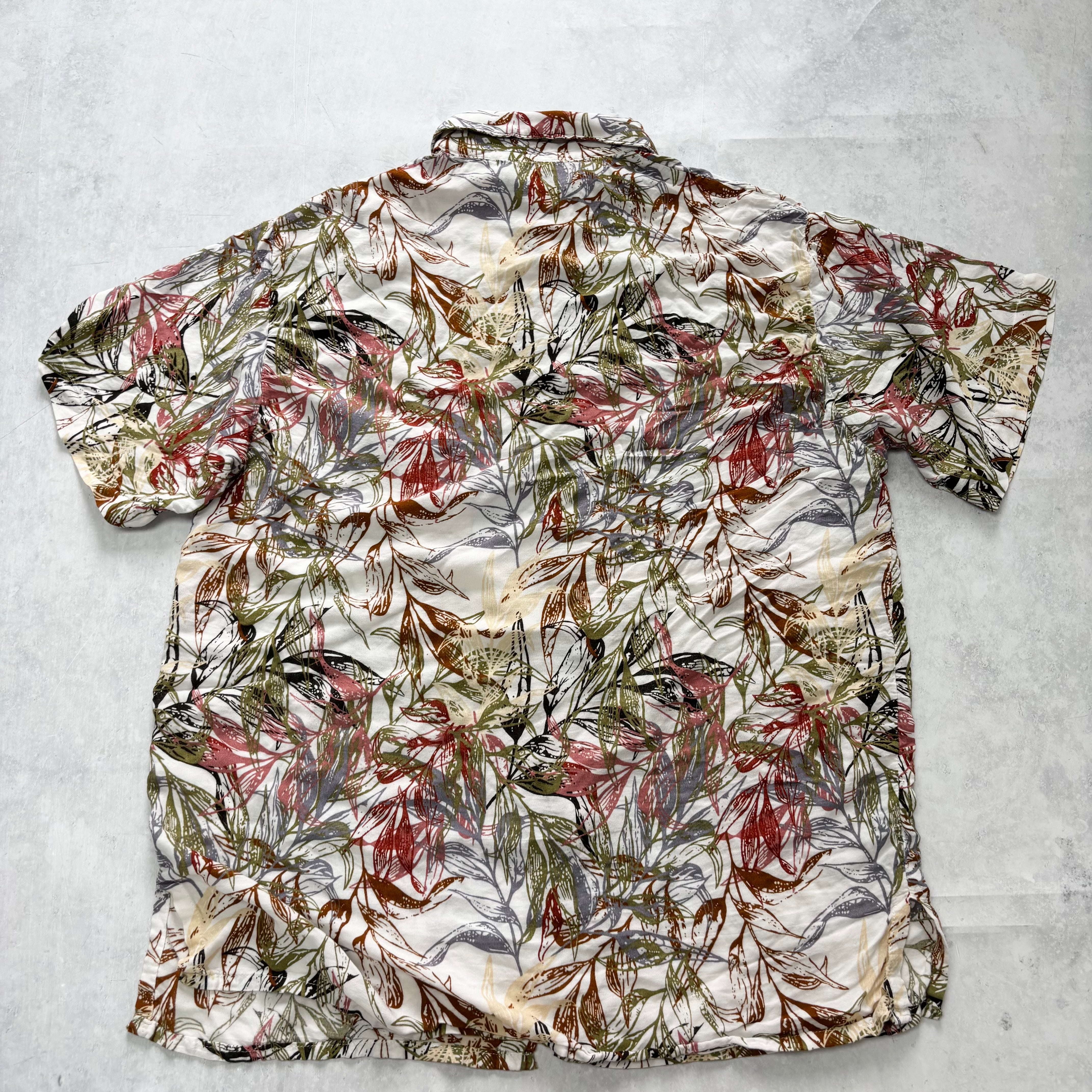 Vintage Hawaiian Shirt Mens Large White Aloha Floral Short Sleeve Rayon (E)
