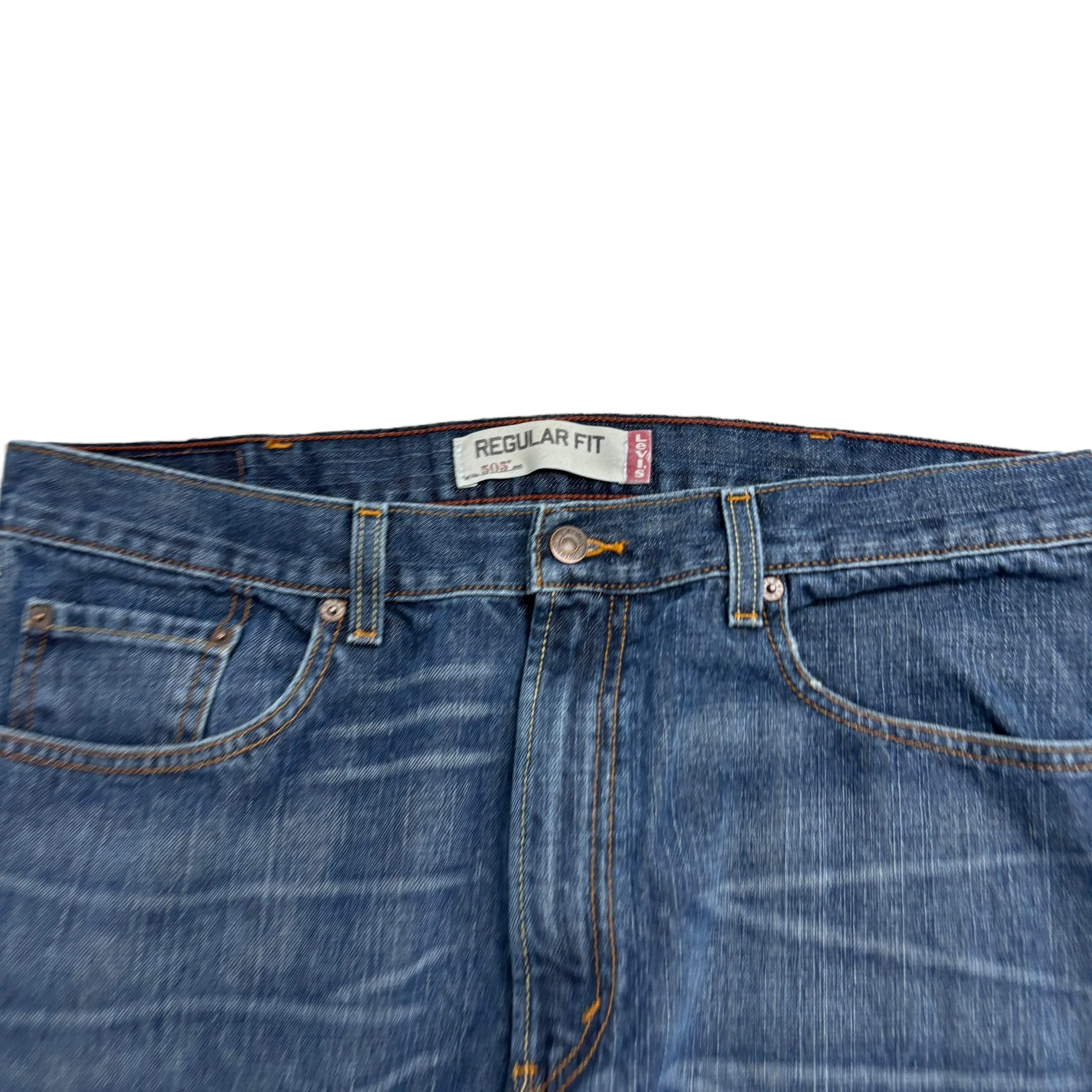 Levis 505 Jeans W38 L30 Mens Dark Blue Regular Straight Fit Vintage Denim