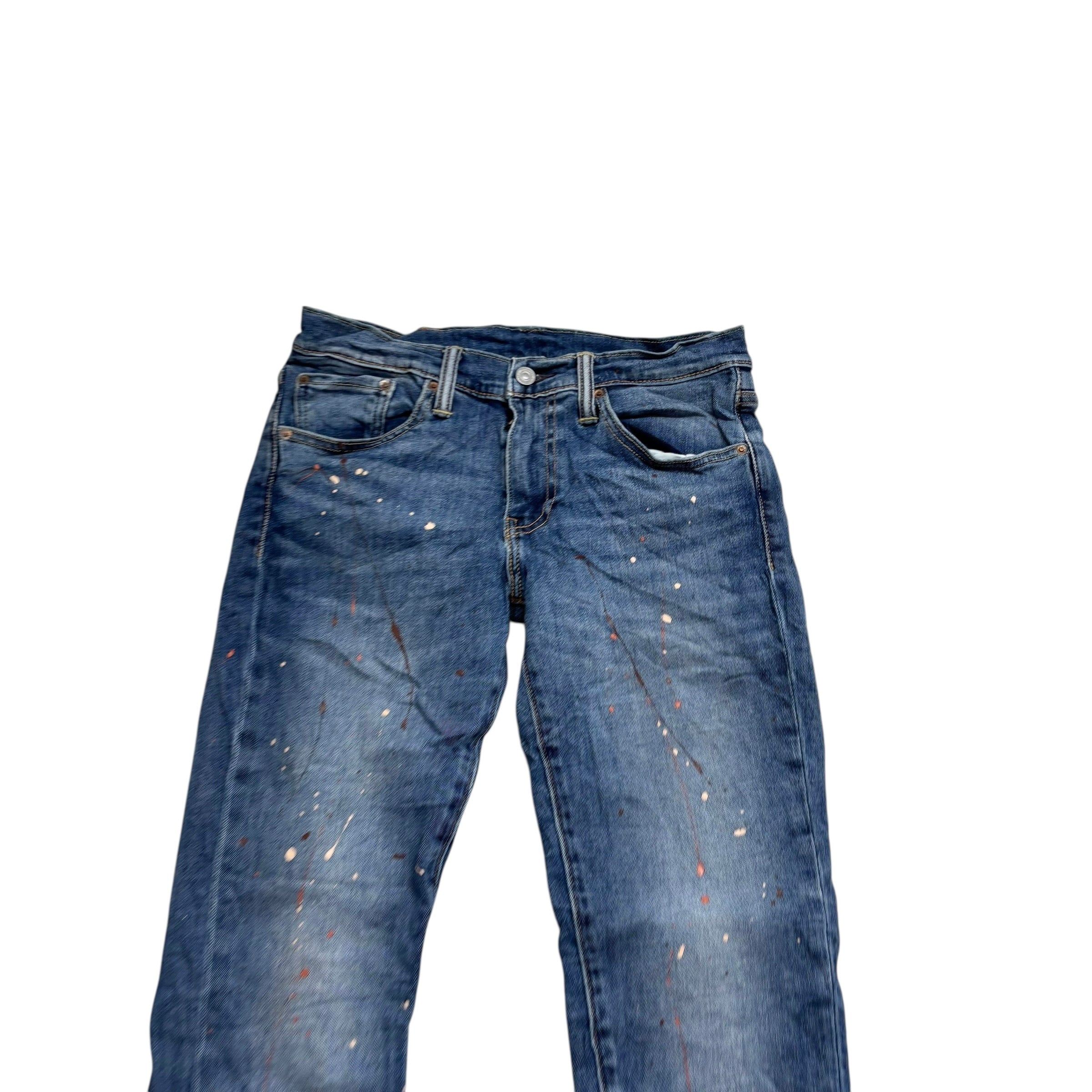 Levis 511 Jeans W29 L30 Mens Mid Blue Slim Fit Painted Stretch Denim