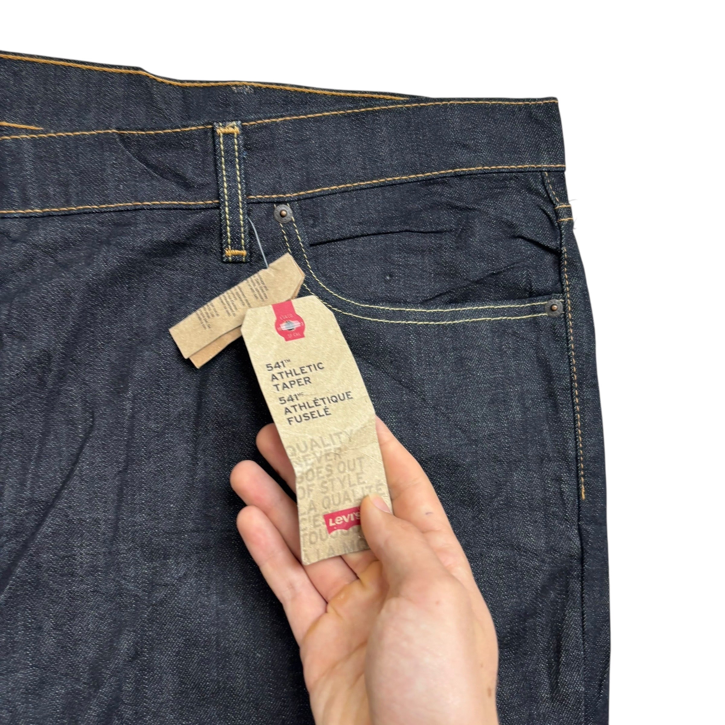 Levis 541 Jeans W52 L32 Mens Dark Blue Athletic Tapered Fit Stretch Denim (E)