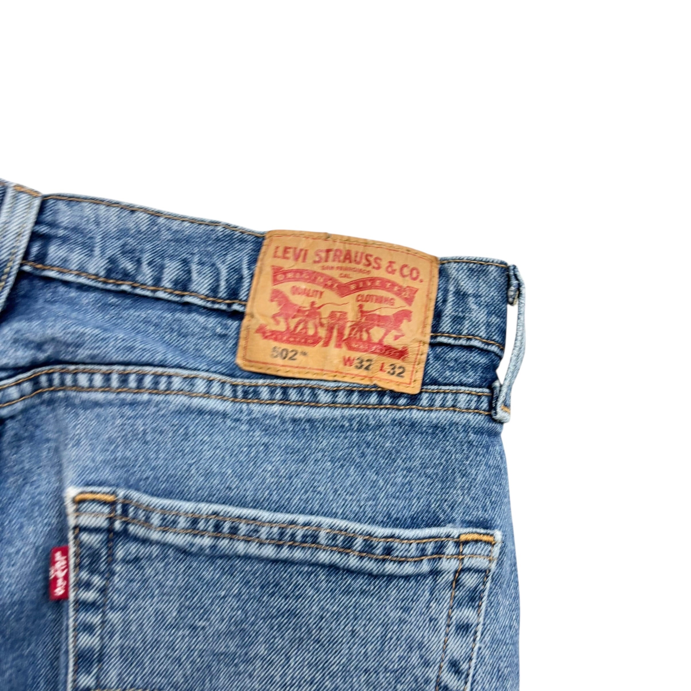Levis 502 Jeans W32 L32 Mens Mid Blue Regular Tapered Fit Stretch Denim