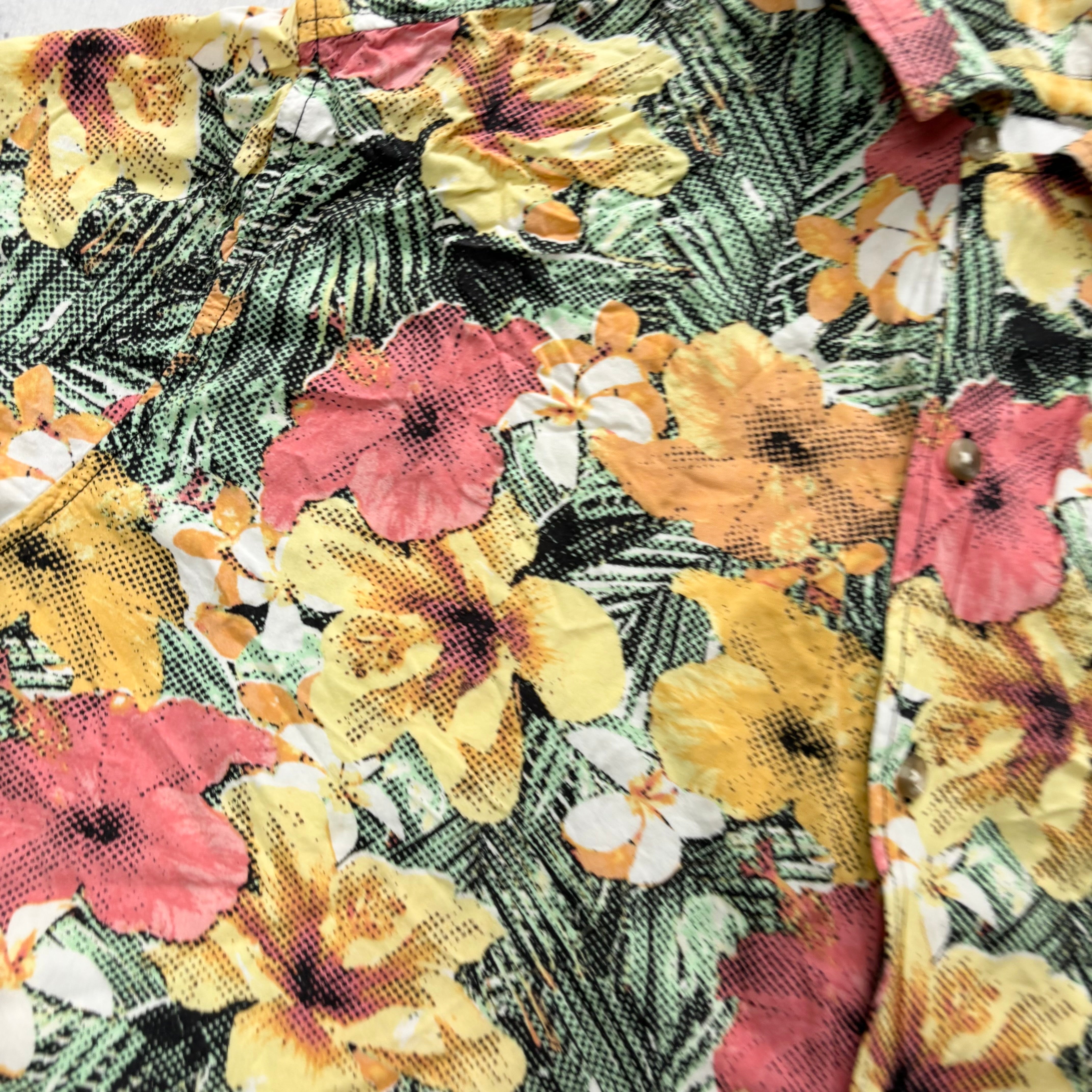 Hawaiian Shirt Mens XXL Floral Aloha Short Sleeve Rayon Slim Fit (E)