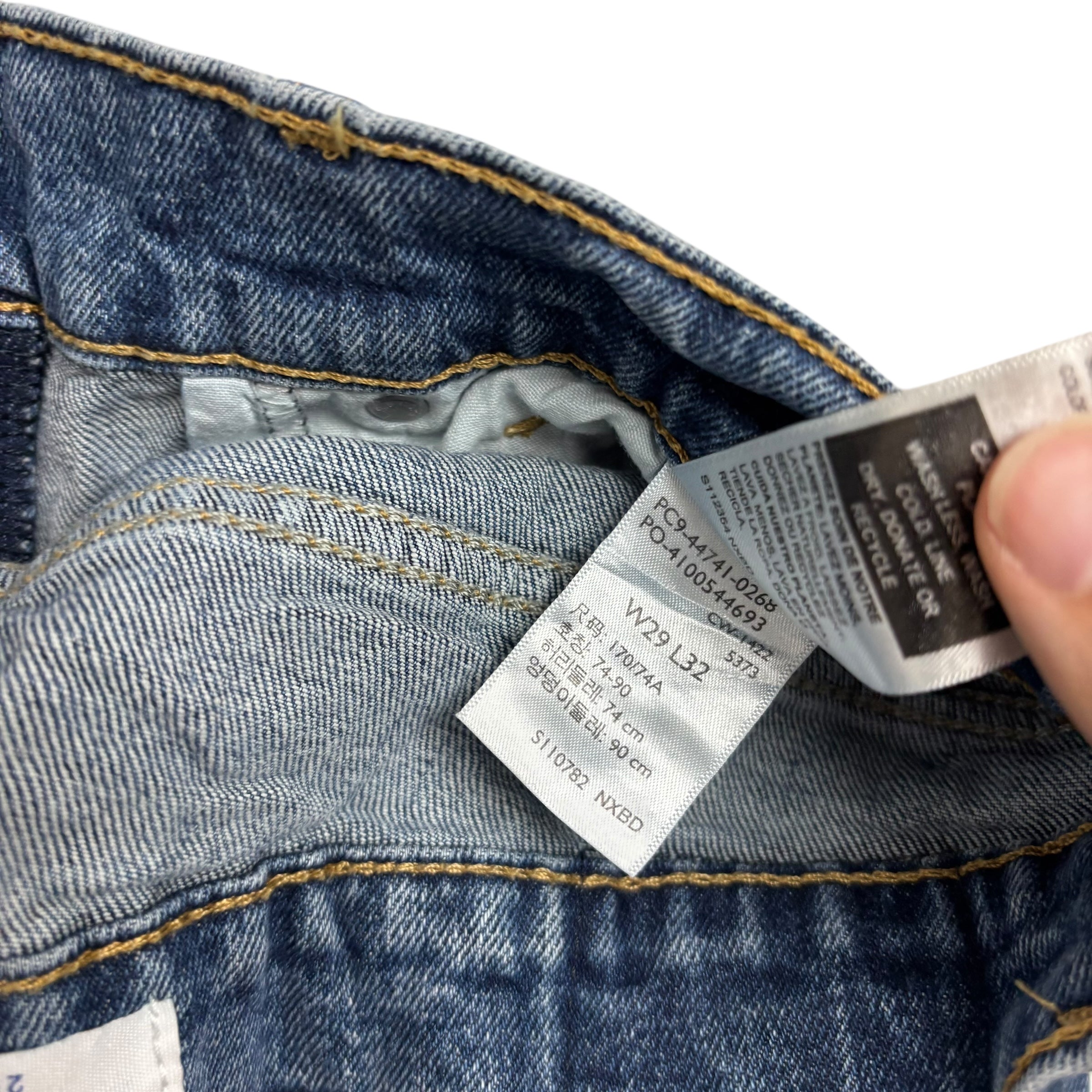 Levis Denizen Jeans W29 L32 Mens Mid Blue Slim Fit Stretch Denim (E)