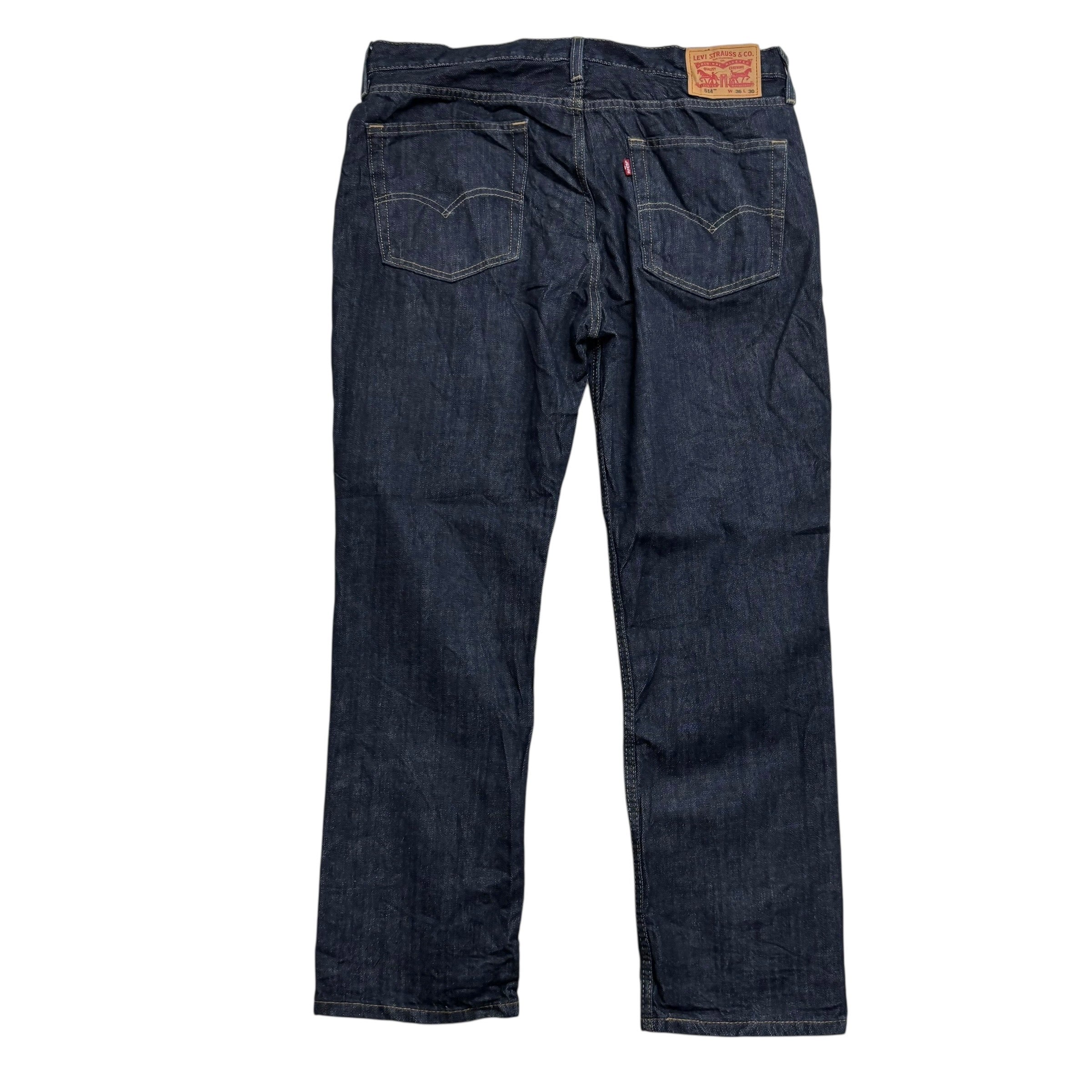 Levis 514 Jeans W36 L30 Mens Dark Blue Regular Straight Fit Denim (E)
