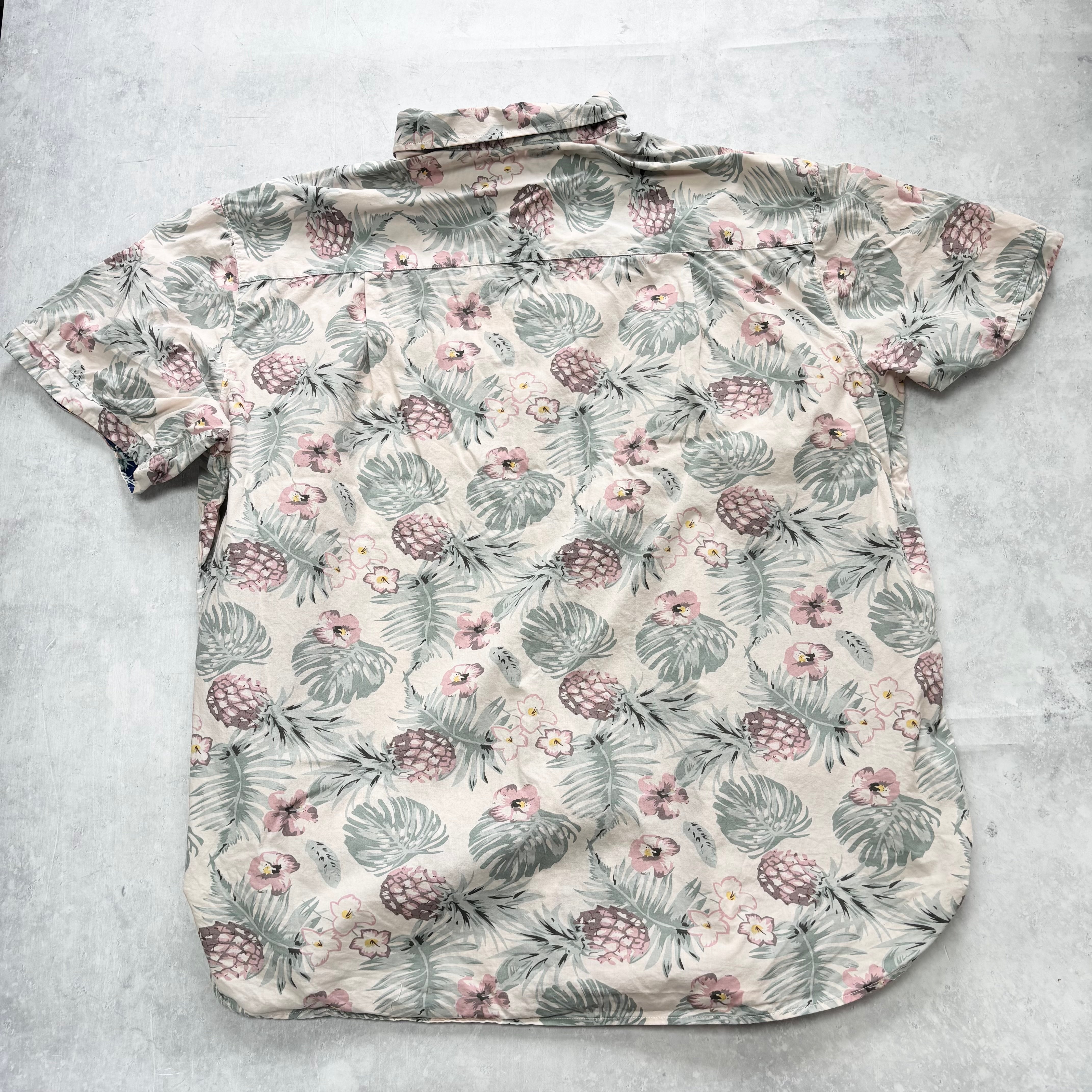 Hawaiian Shirt Mens XXL Pink Floral Aloha Short Sleeve Cotton Patterned (E)