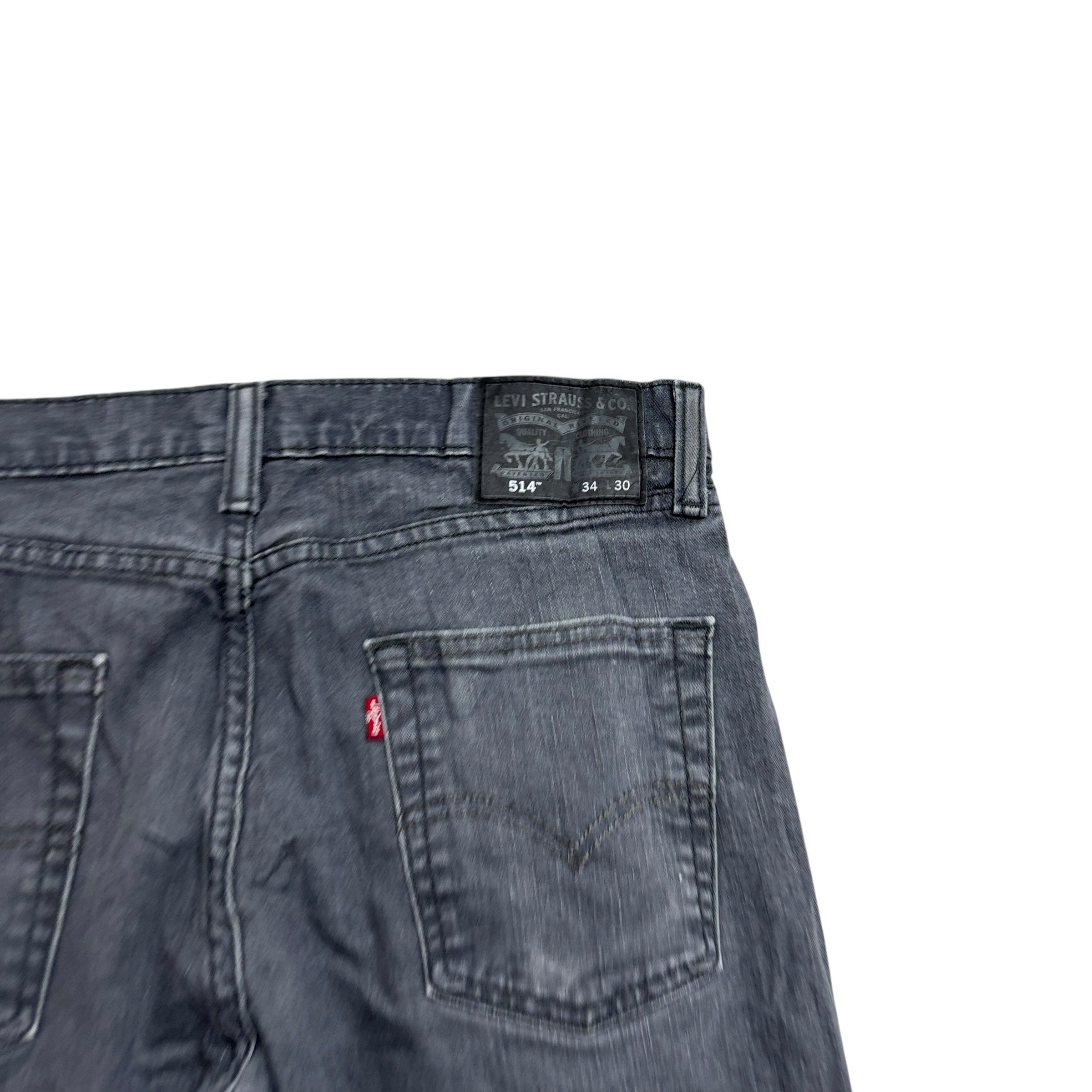 Levis 514 Jeans W34 L30 Mens Grey Regular Straight Fit Stretch Denim