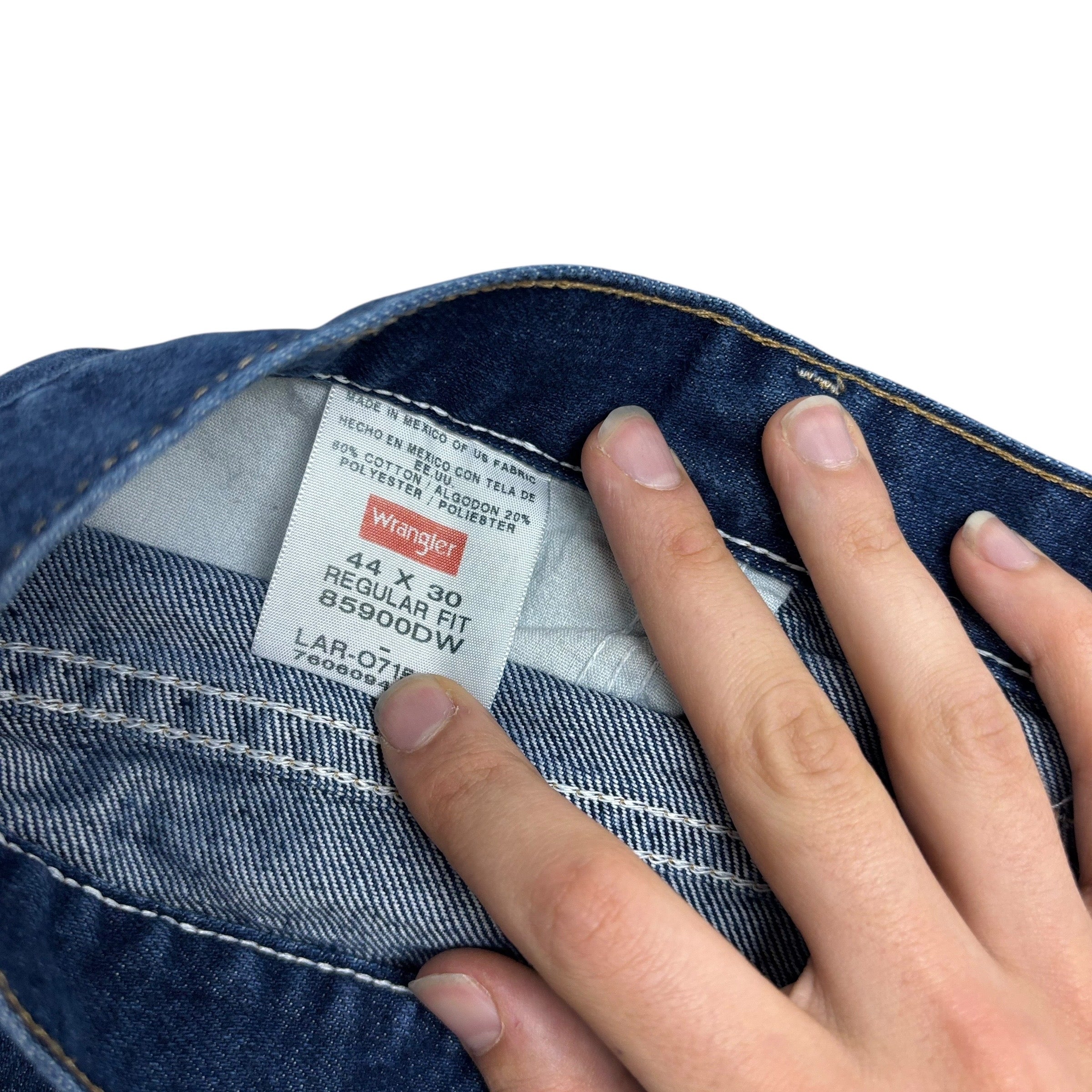 Wrangler Jeans W44 L30 Mens Dark Blue Regular Straight Fit Denim