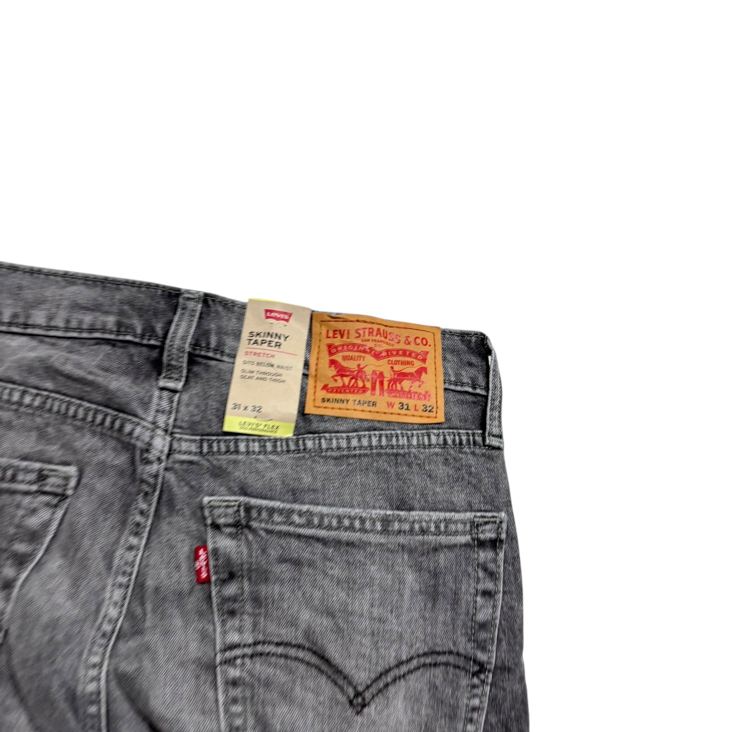 Levis Skinny Tapered Fit Jeans W30 L32 Mens Grey Distressed Stretch Denim (E)