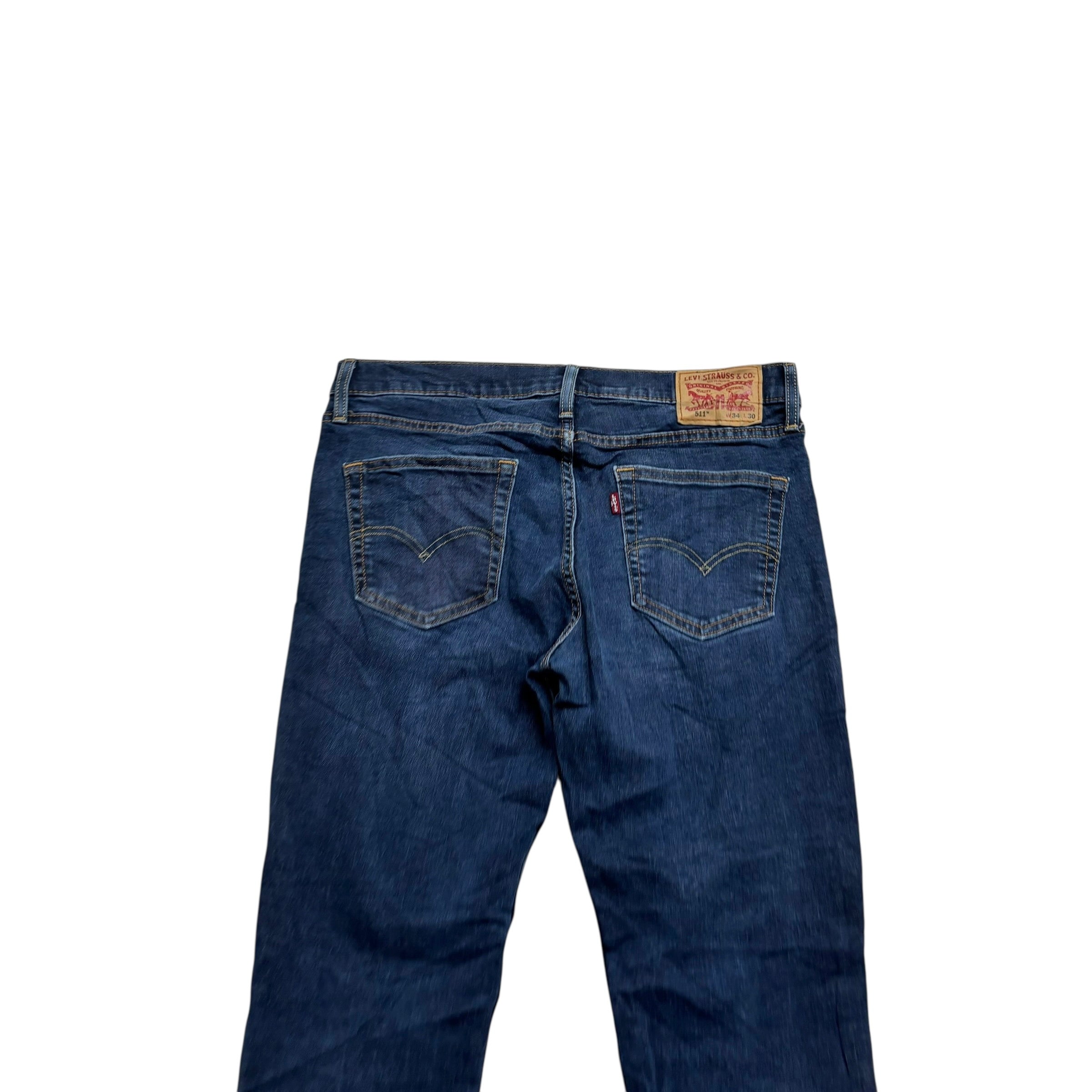 Levis 511 Jeans W34 L29 Mens Dark Blue Slim Fit Stretch Denim (E)