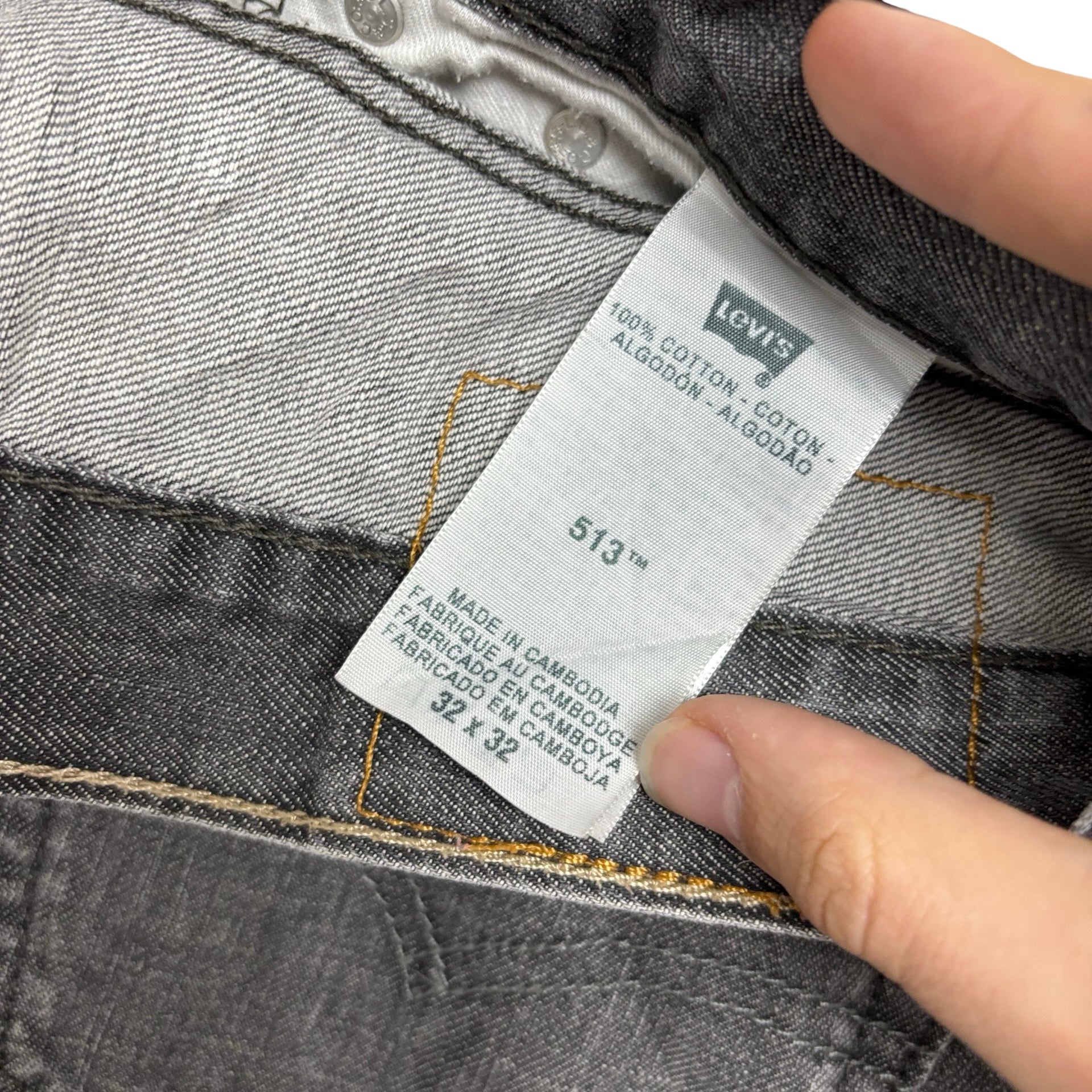 Levis 513 Jeans W32 L32 Mens Grey Slim Straight Fit Vintage Denim (E)