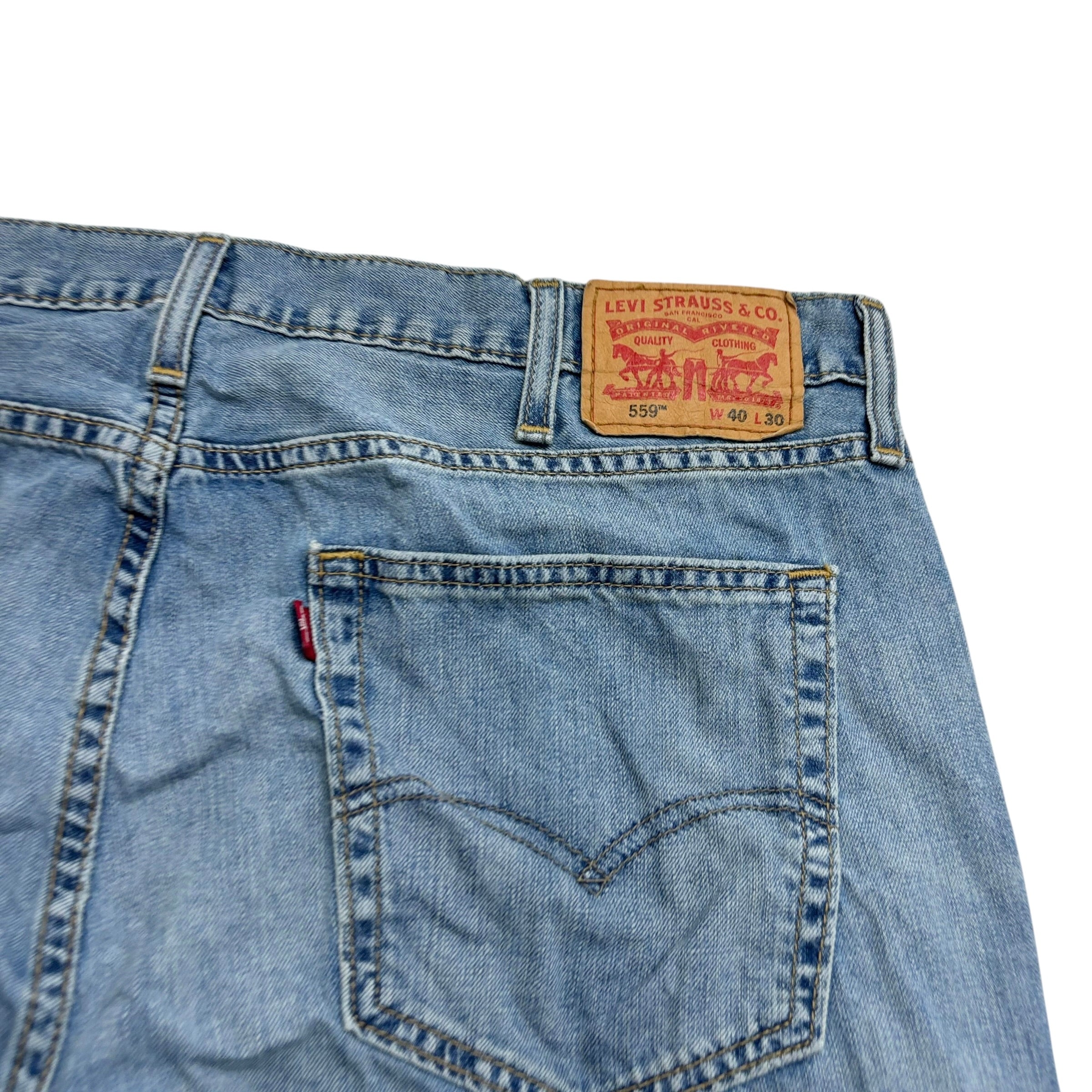 Levis 559 Jeans W40 L30 Mens Light Blue Baggy Relaxed Straight Fit Denim (E)