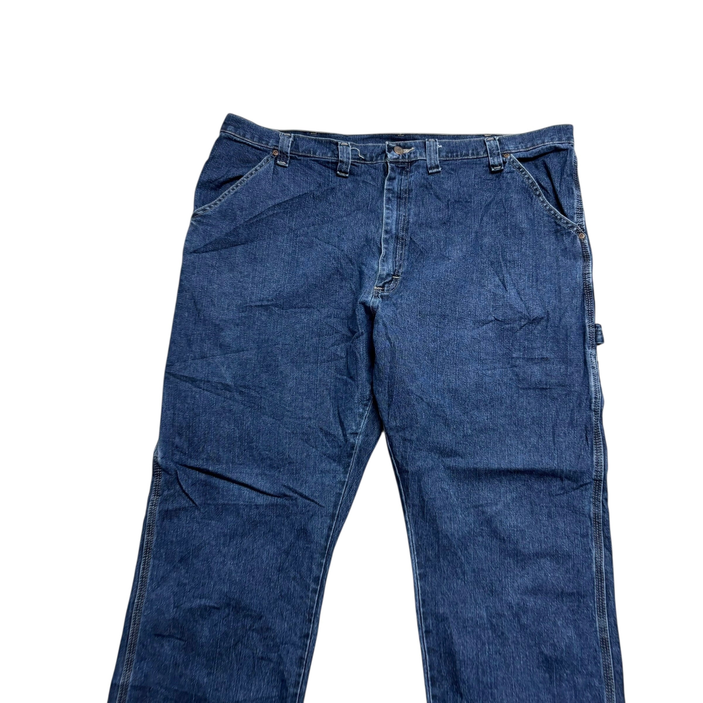 Wrangler Carpenter Jeans W44 L33 Mens Dark Blue Relaxed Baggy Stretch Denim (E)