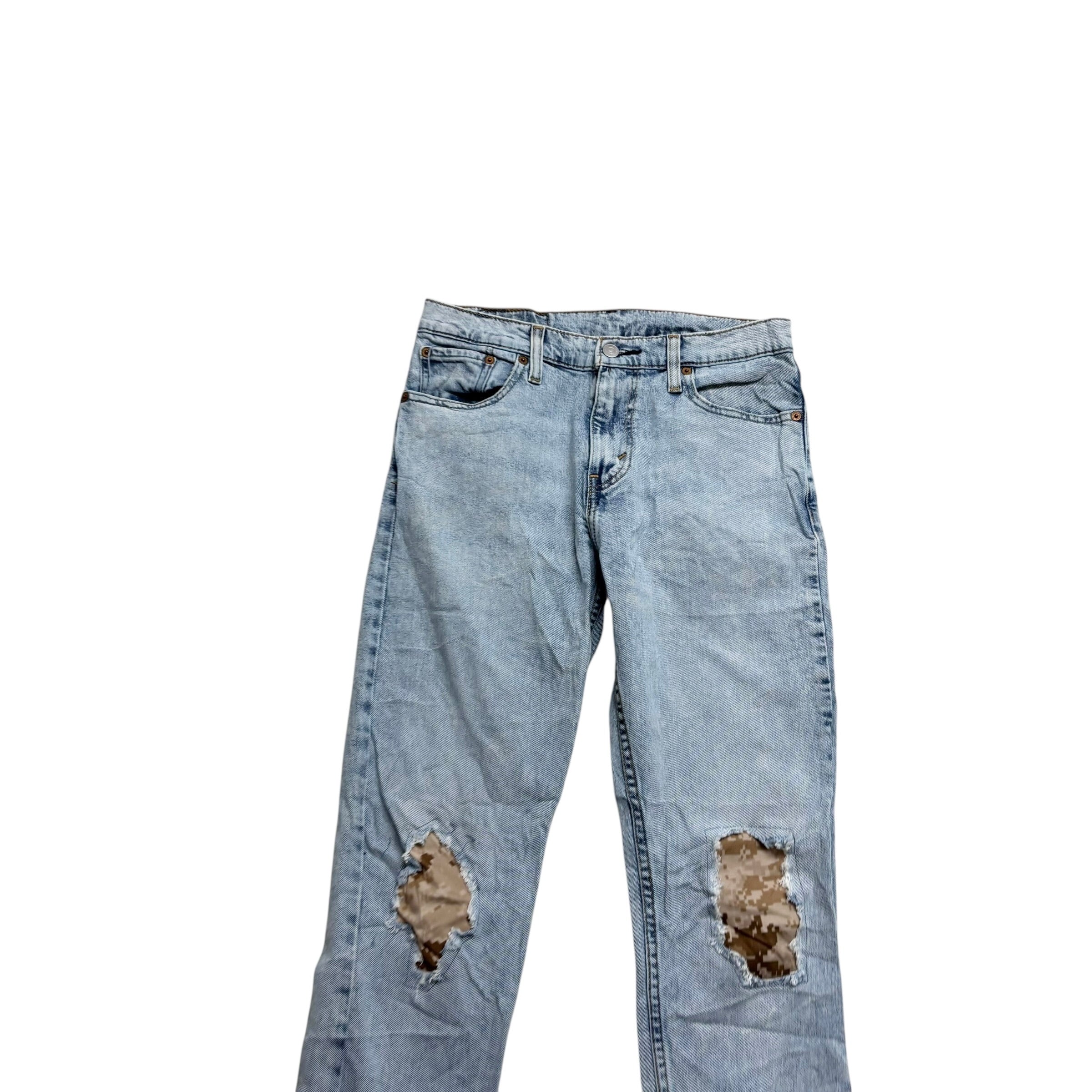 Levis 512 Jeans W30 L32 Mens Light Blue Slim Tapered Fit Stretch Distressed