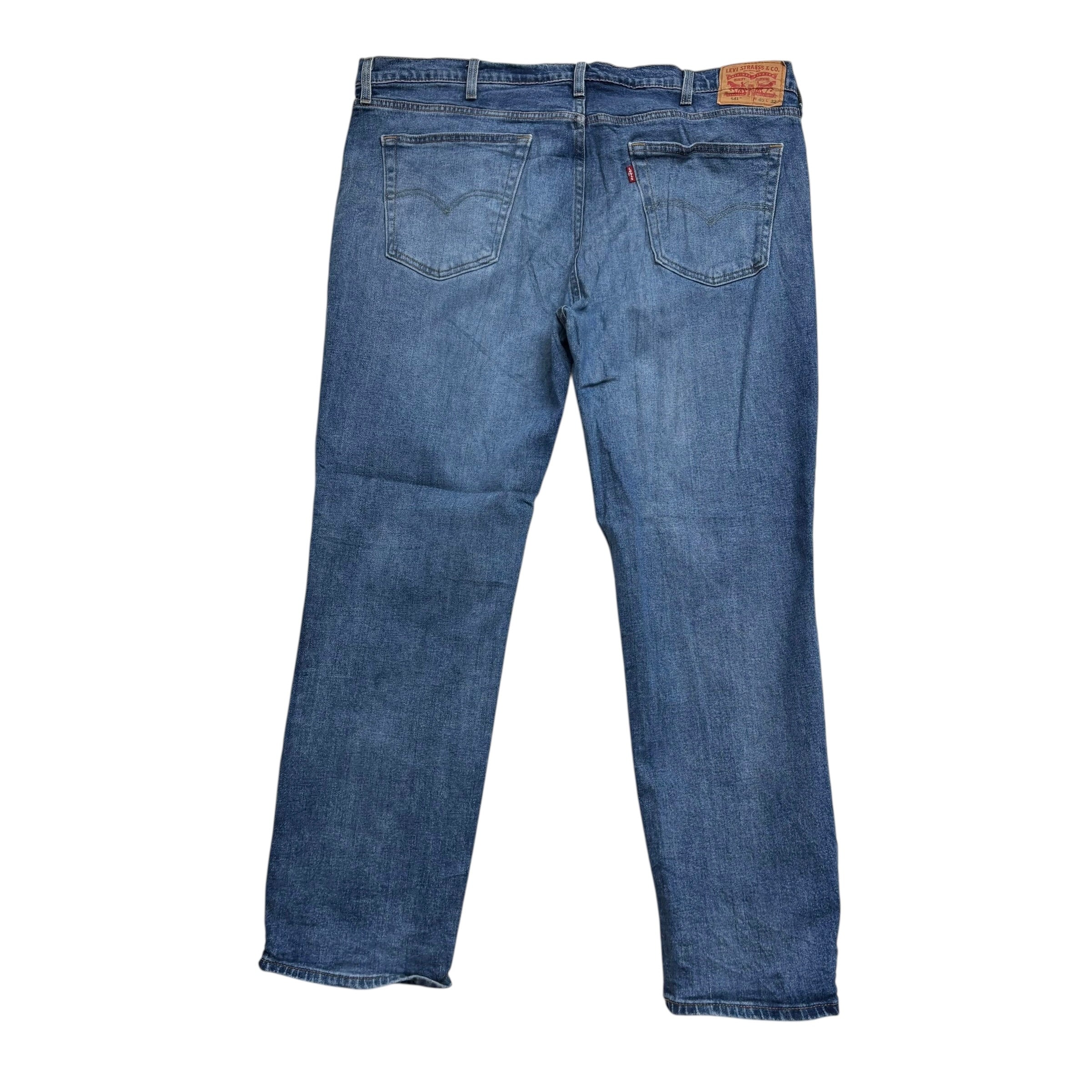 Levis 541 Jeans W42 L32 Mens Mid Blue Athletic Tapered Fit Stretch Denim