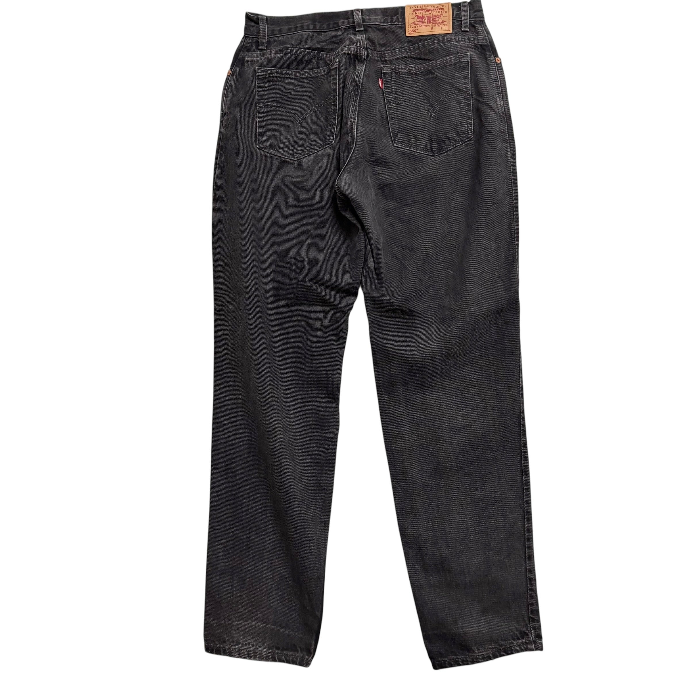 Levis 550 Jeans W33 L33 Womens Black Relaxed Tapered Fit Vintage Denim