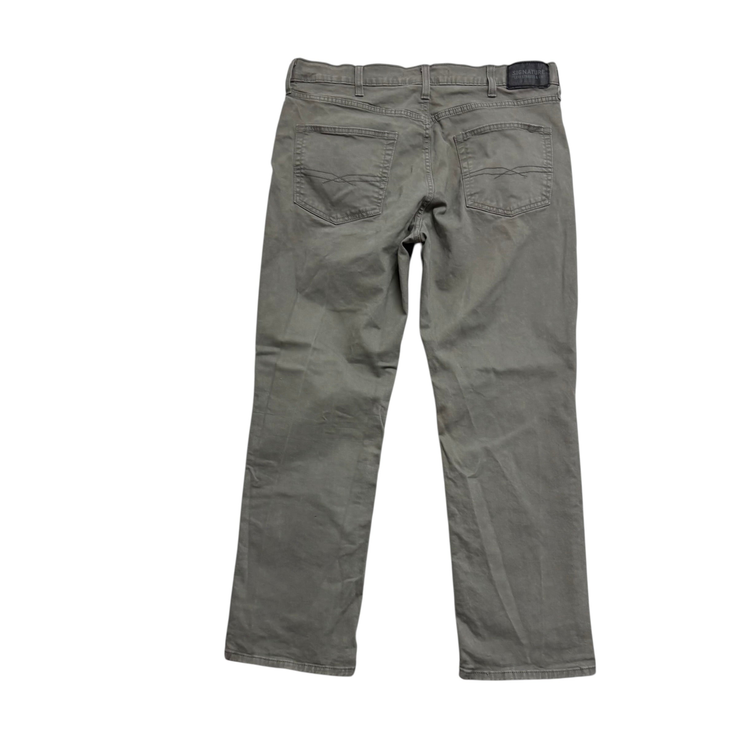 Levis Signature Trousers W36 L29 Mens Green Athletic Straight Fit Pants (E)