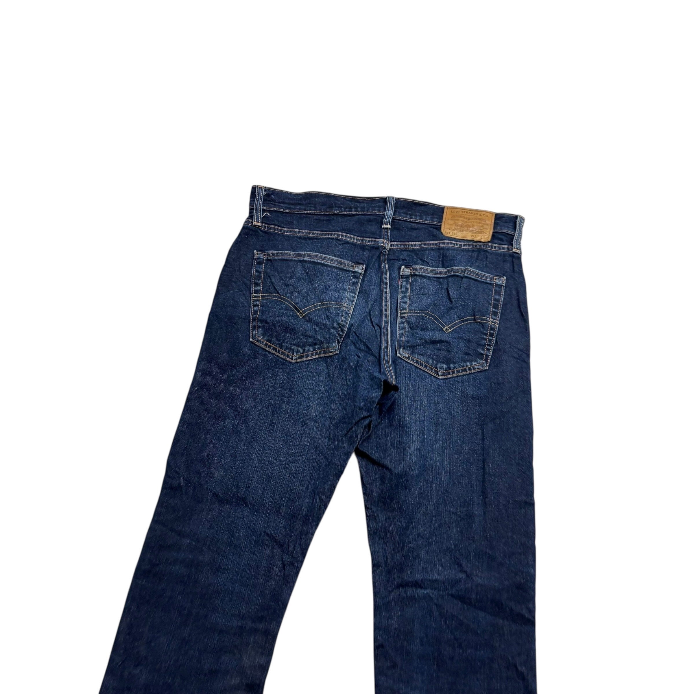 Levis 512 Jeans W32 L32 Mens Dark Blue Slim Tapered Stretch Premium Denim (E)