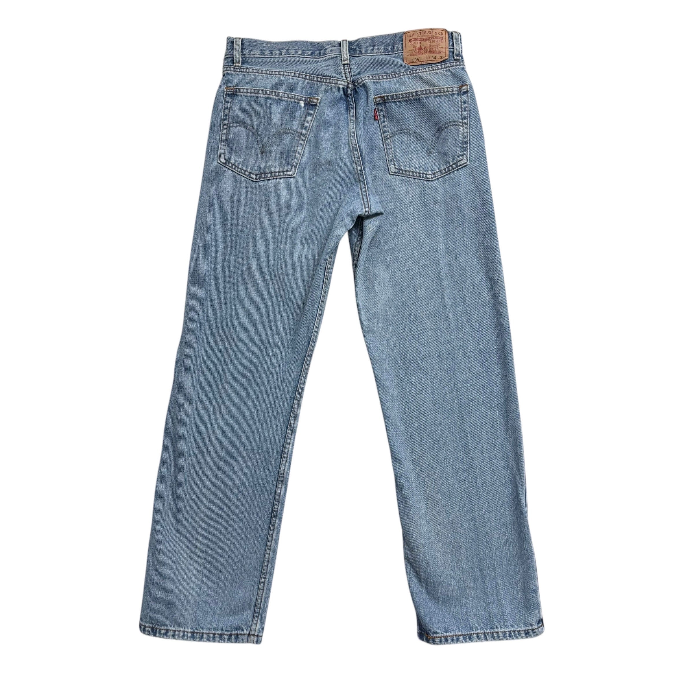 Levis 505 Jeans W33 L31 Mens Light Blue Regular Straight Fit Vintage Denim
