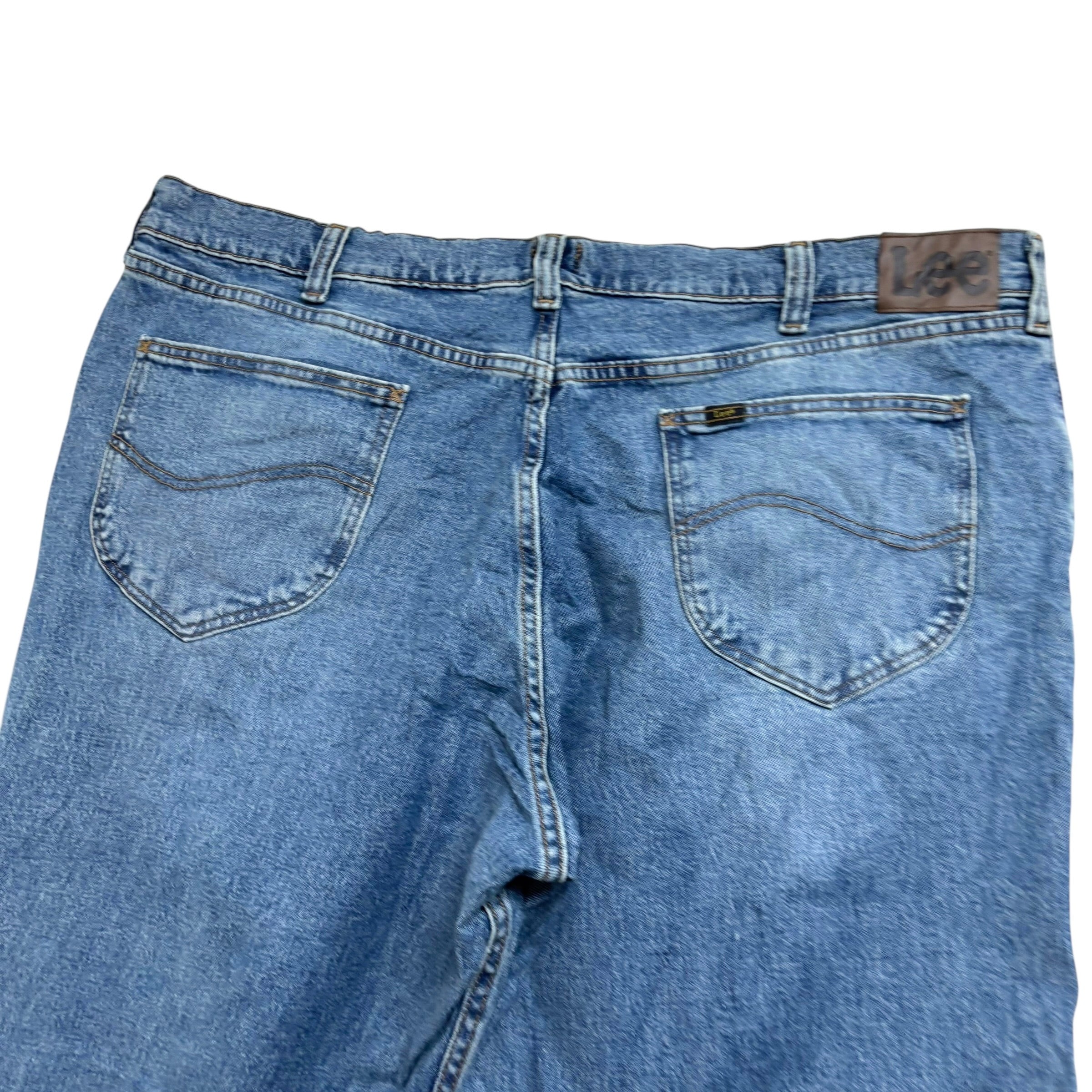 Lee Jeans W46 L28 Mens Mid Blue Relaxed Straight Fit Stretch Denim
