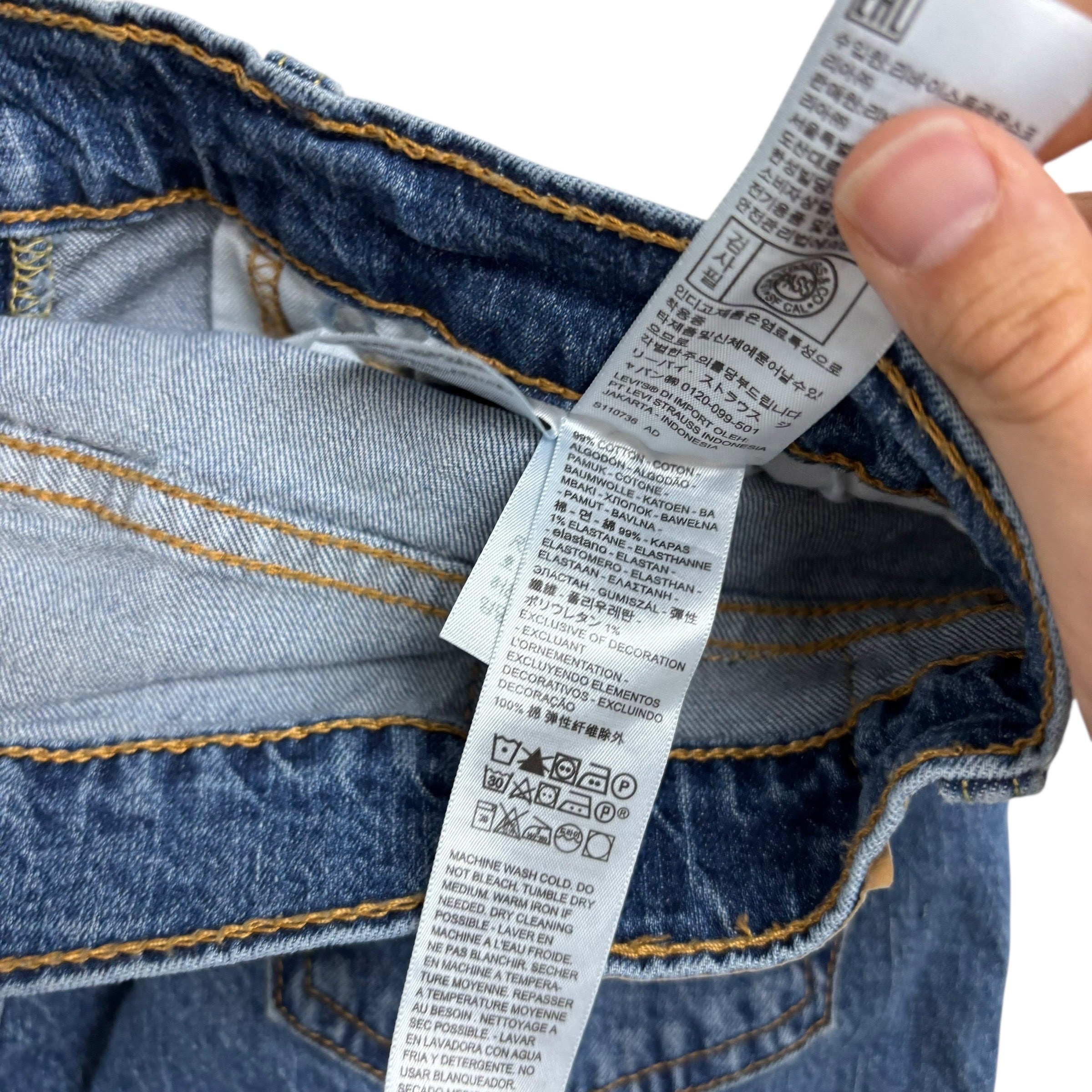 Levis 505 Jeans W32 L34 Mens Mid Blue Regular Straight Fit Stretch Denim