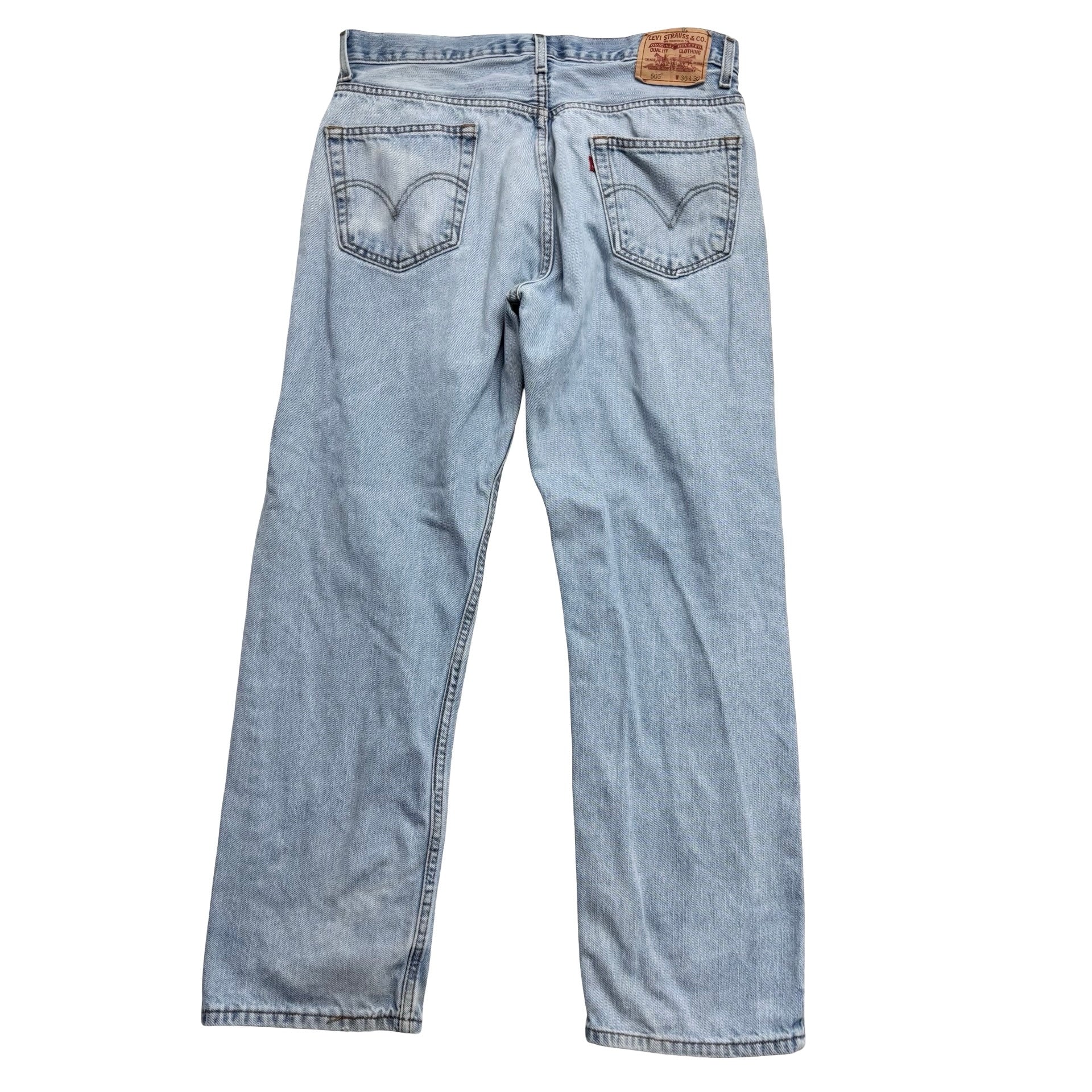 Levis 505 Jeans W34 L31 Mens Light Blue Regular Straight Fit Vintage Denim (F)