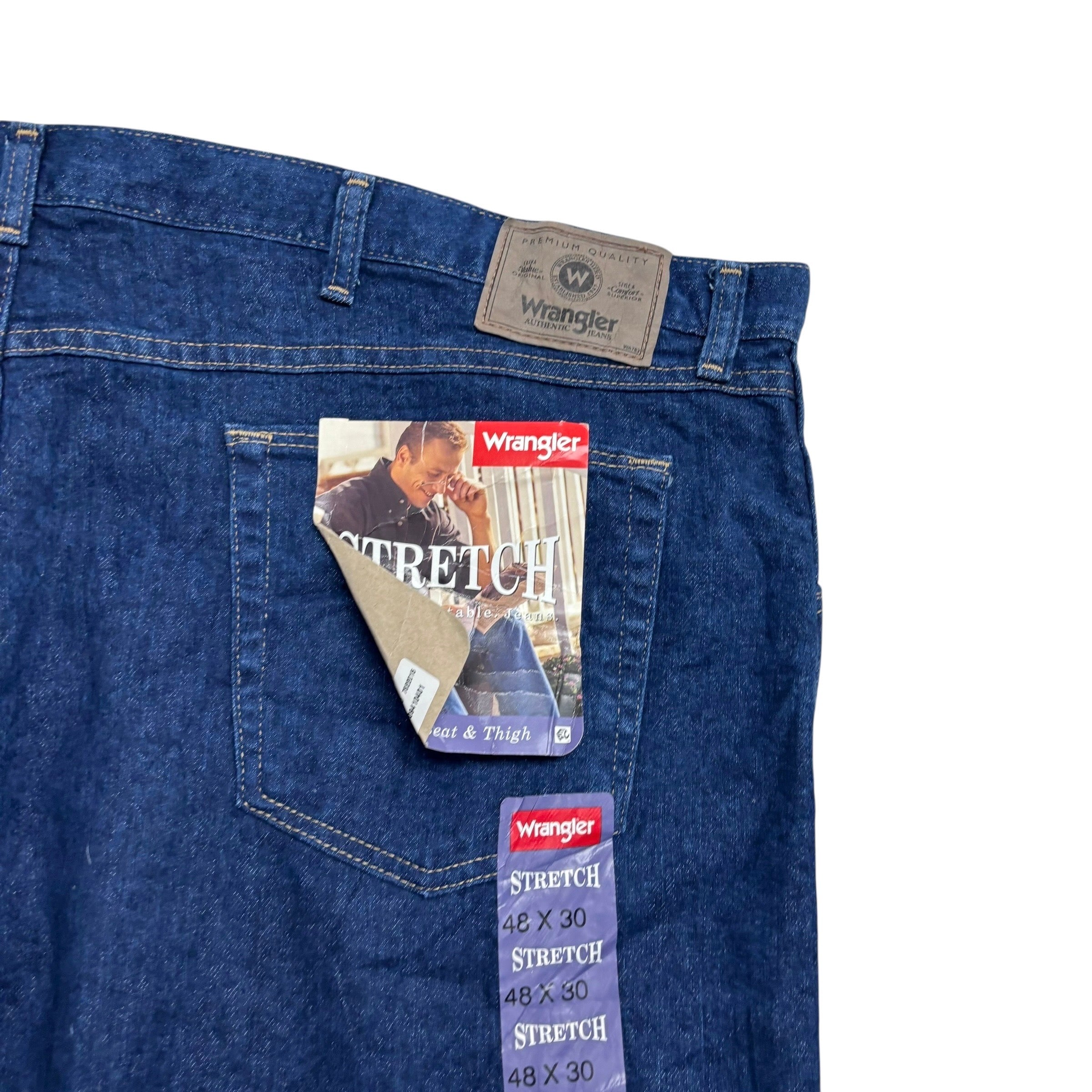 Wrangler Jeans W48 L30 Mens Dark Blue Regular Straight Fit Denim (E)