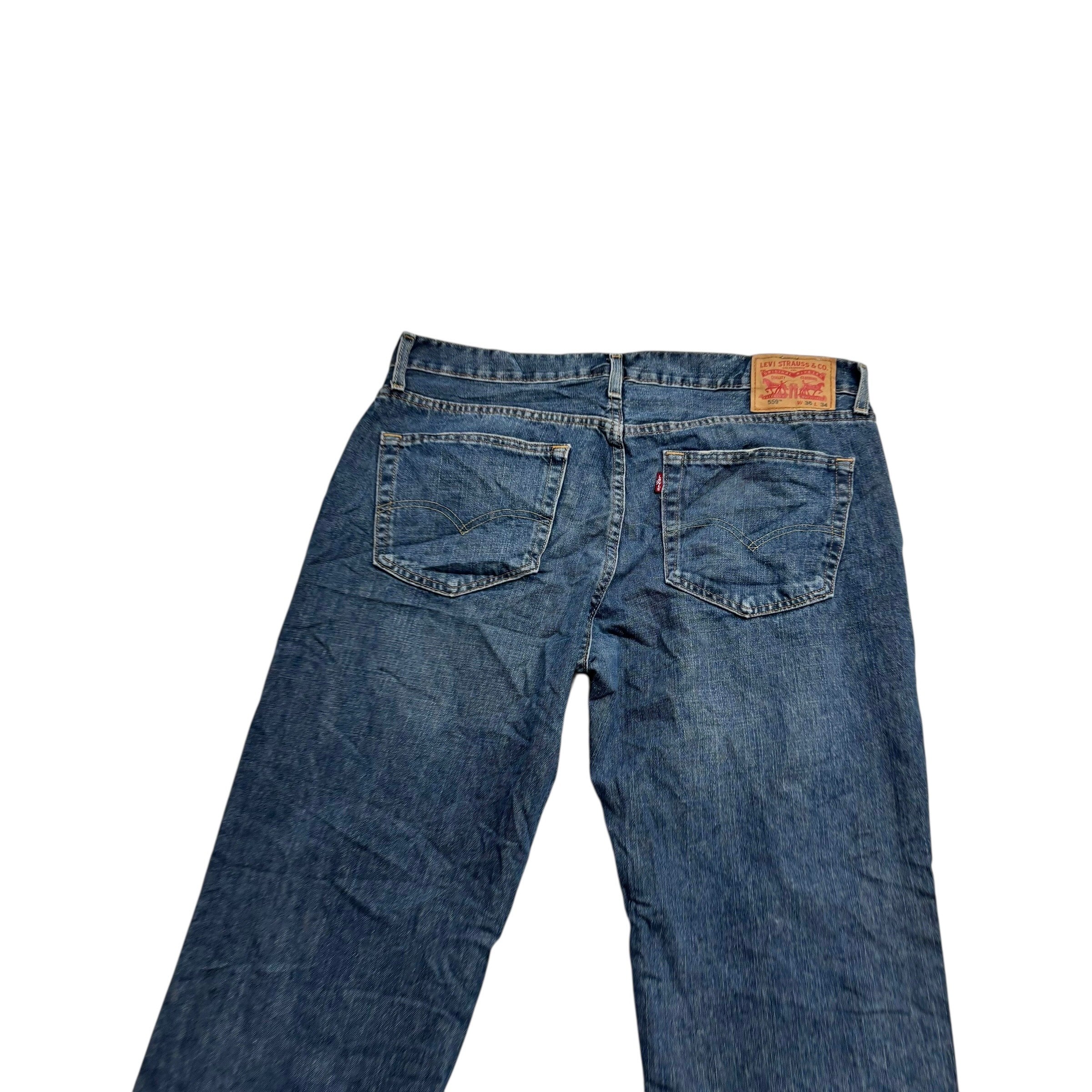 Levis 559 Jeans W36 L32 Mens Mid Blue Baggy Relaxed Straight Fit Denim (E)