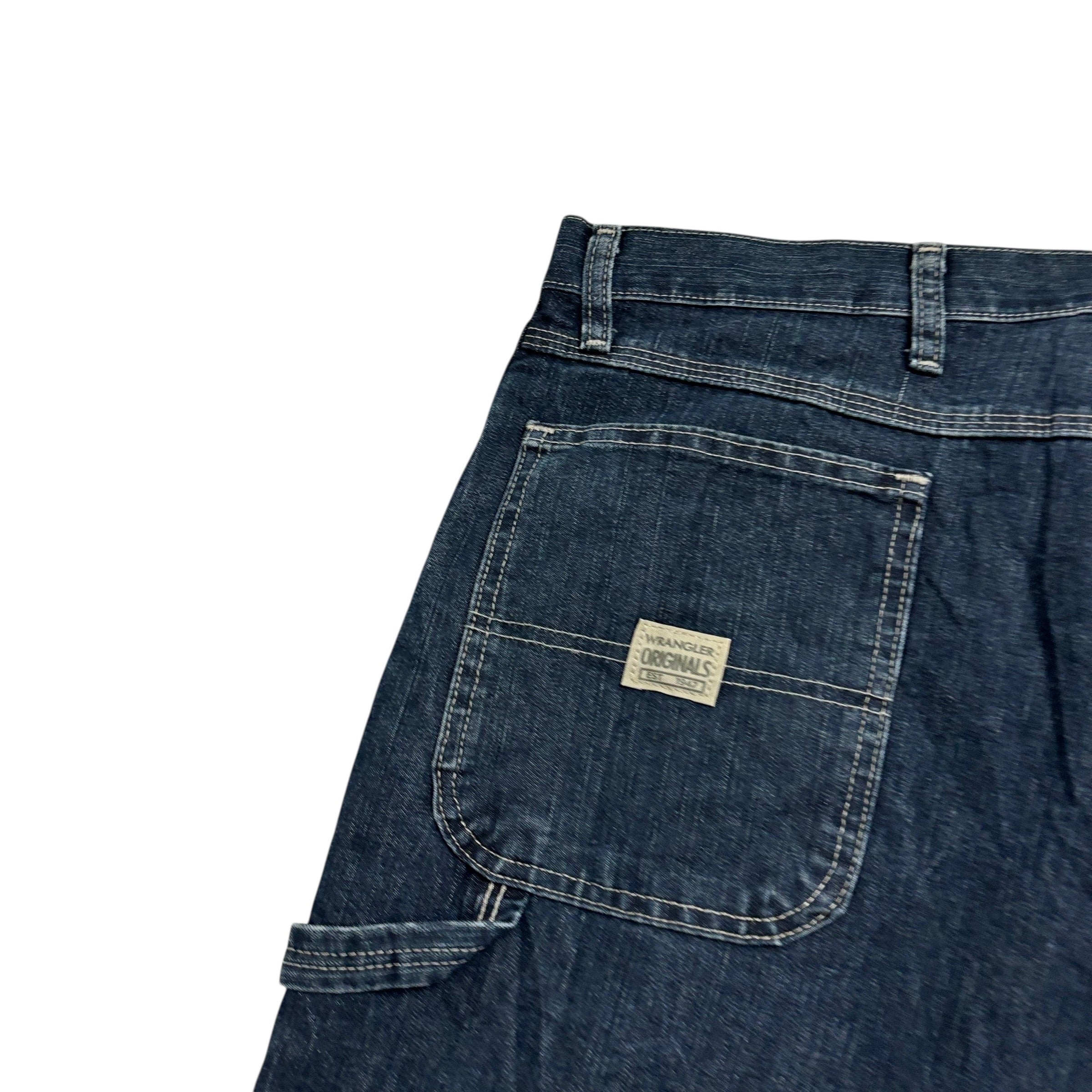 Wrangler Carpenter Jeans W40 L30 Mens Dark Blue Relaxed Straight Fit Denim (F)