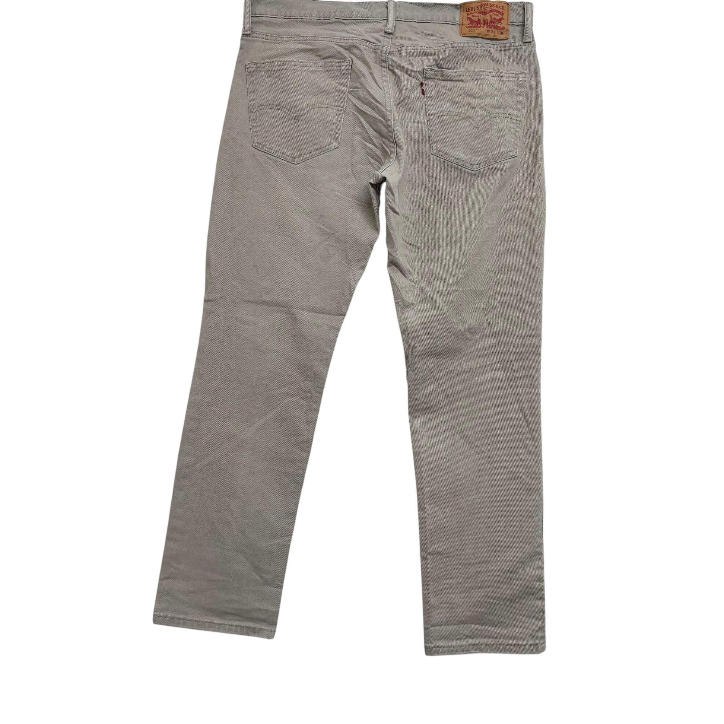Levis 511 Jeans W36 L30 Mens Stone Beige Slim Fit Stretch Denim