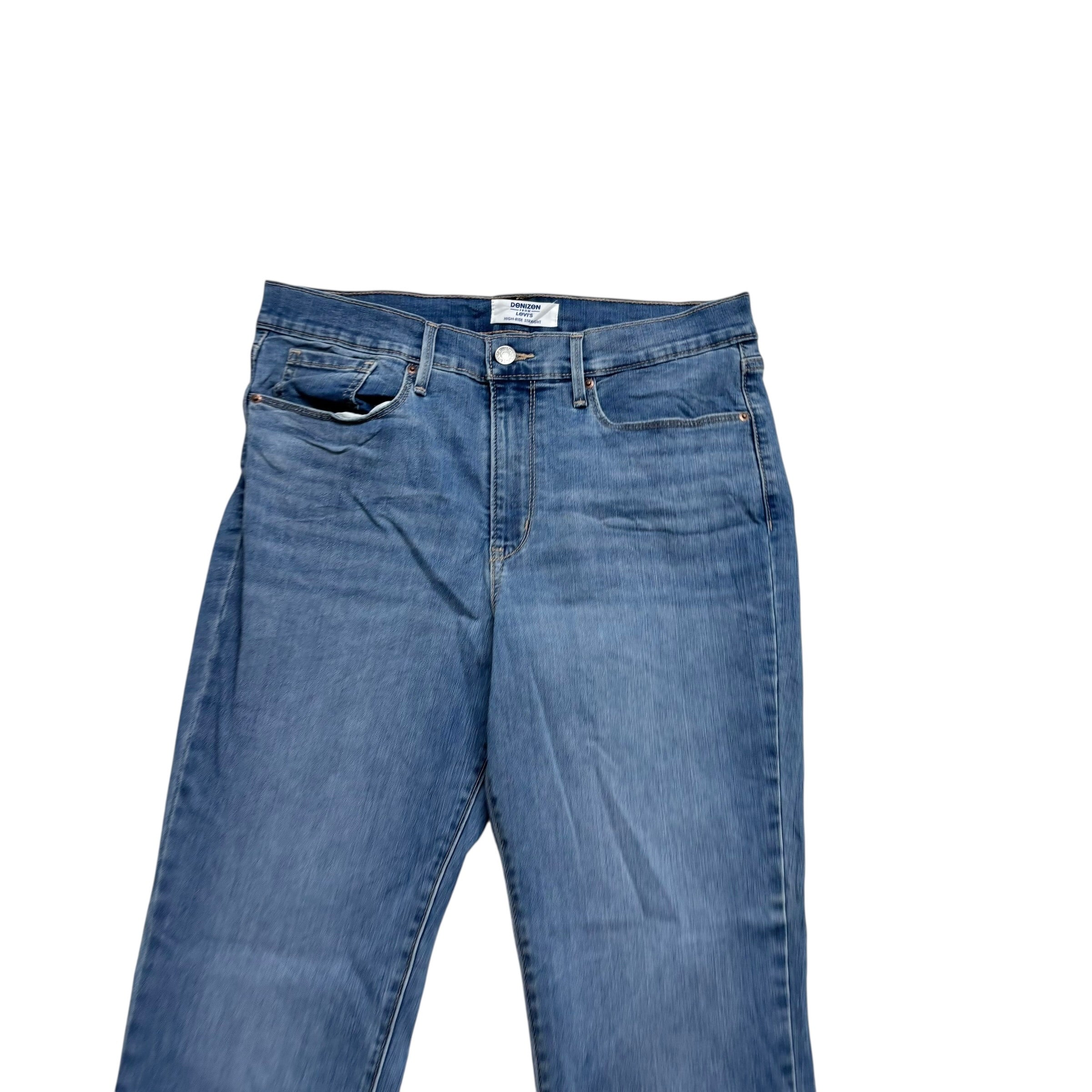 Levis Denizen Jeans W30 L28 Womens High Rise Straight Mid Blue Stretch Denim (E)