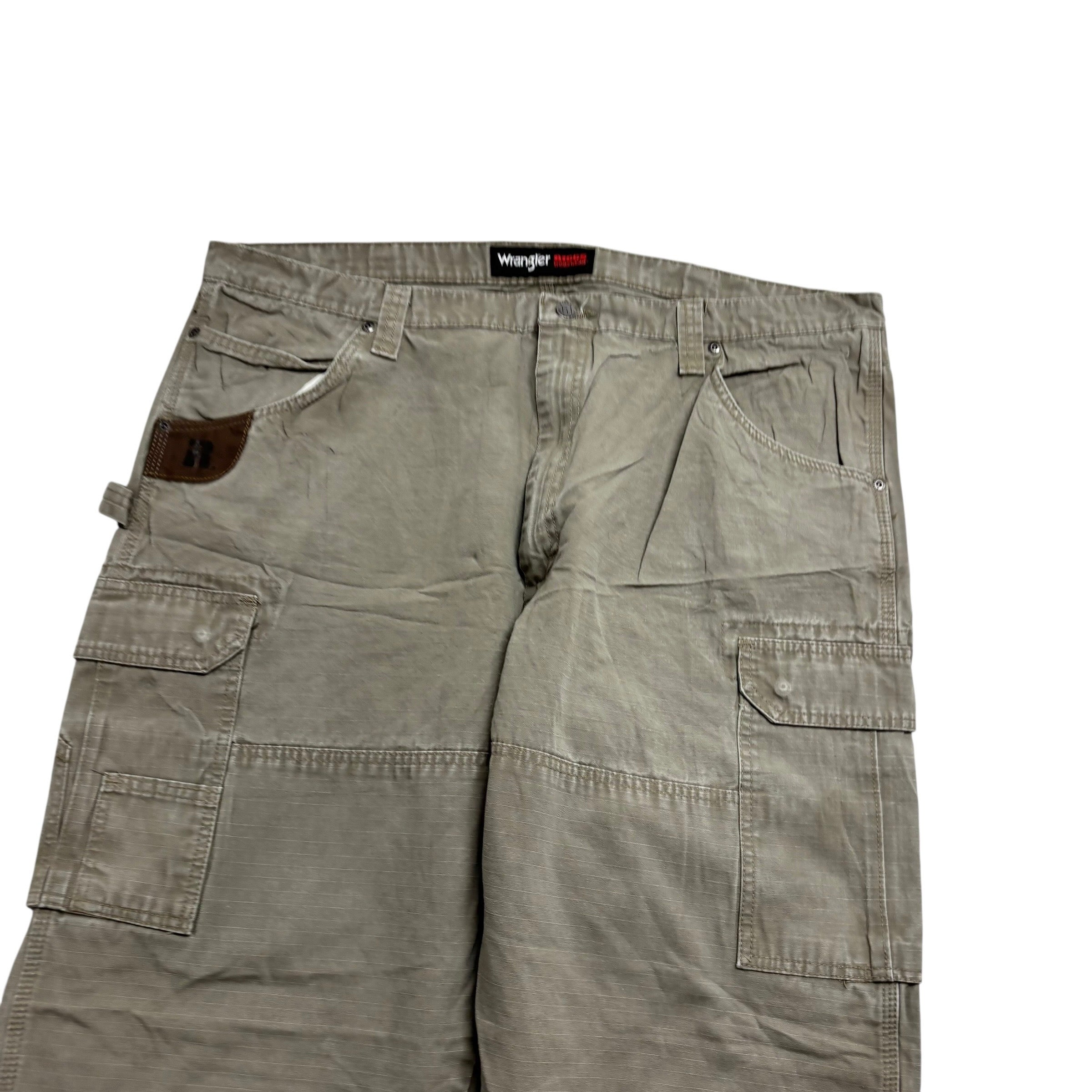 Wrangler Carpenter Pants W42 L33 Mens Green Relaxed Straight Fit Trousers (E)