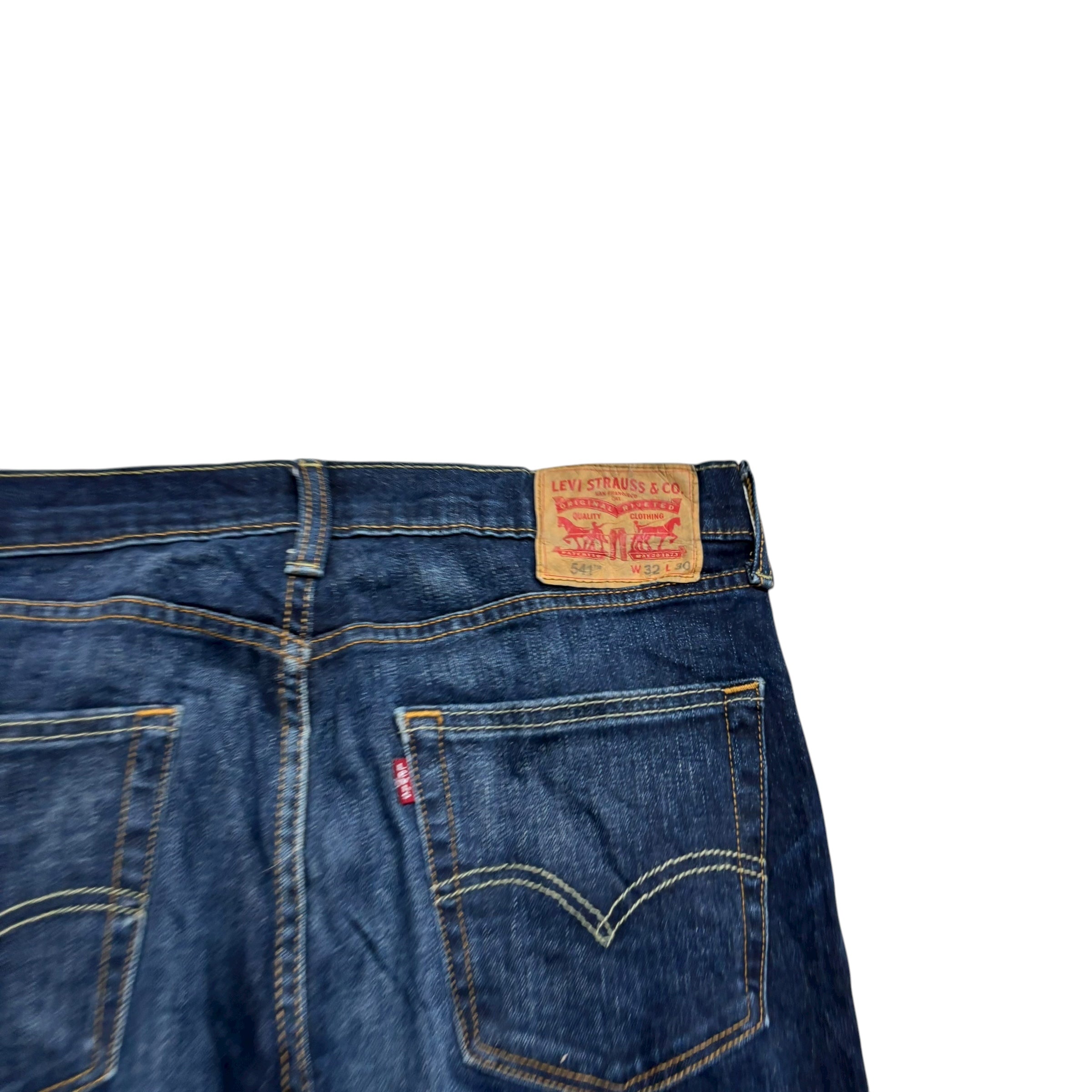 Levis 541 Jeans W32 L29 Mens Dark Blue Athletic Tapered Fit Stretch Denim