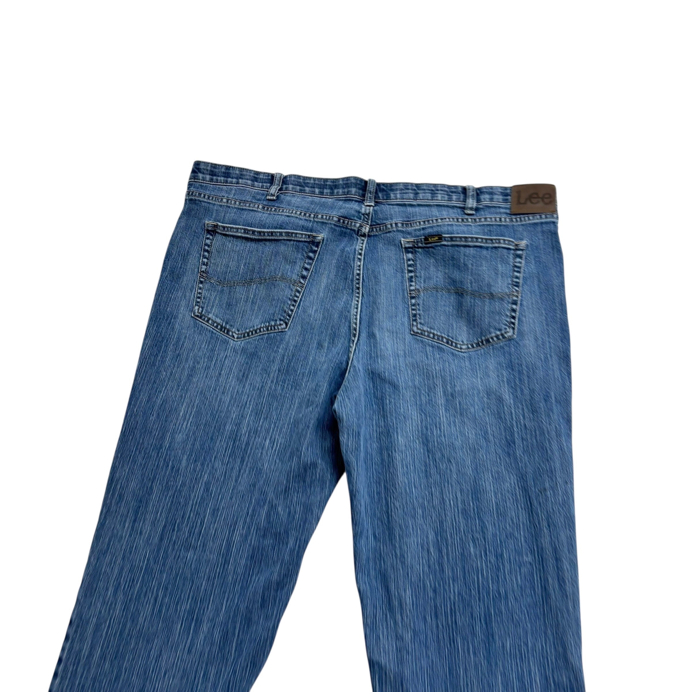 Lee Jeans W44 L29 Mens Mid Blue Relaxed Tapered Fit Stretch Denim