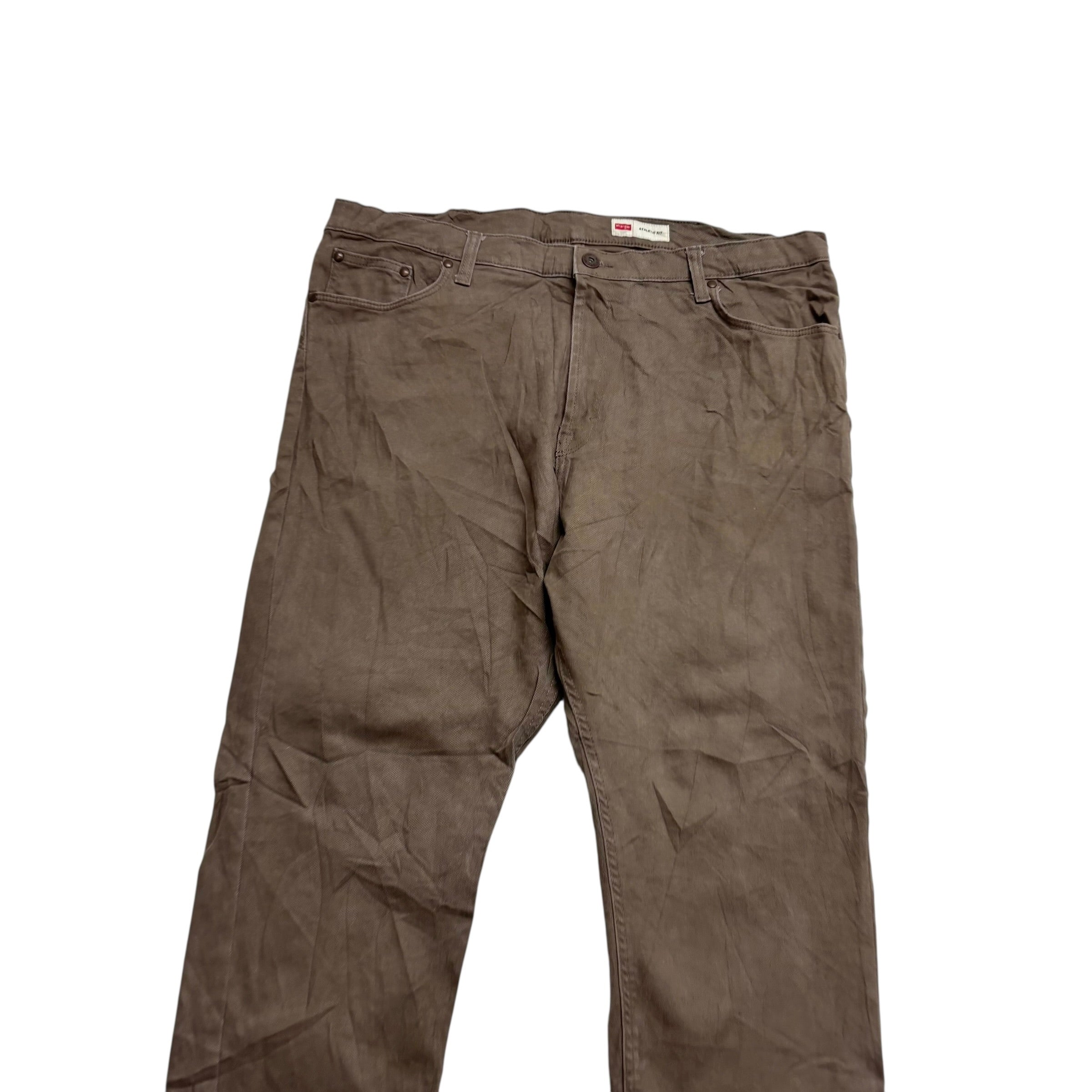 Wrangler Jeans W40 L30 Mens Brown Athletic Tapered Fit Stretch Denim (E)
