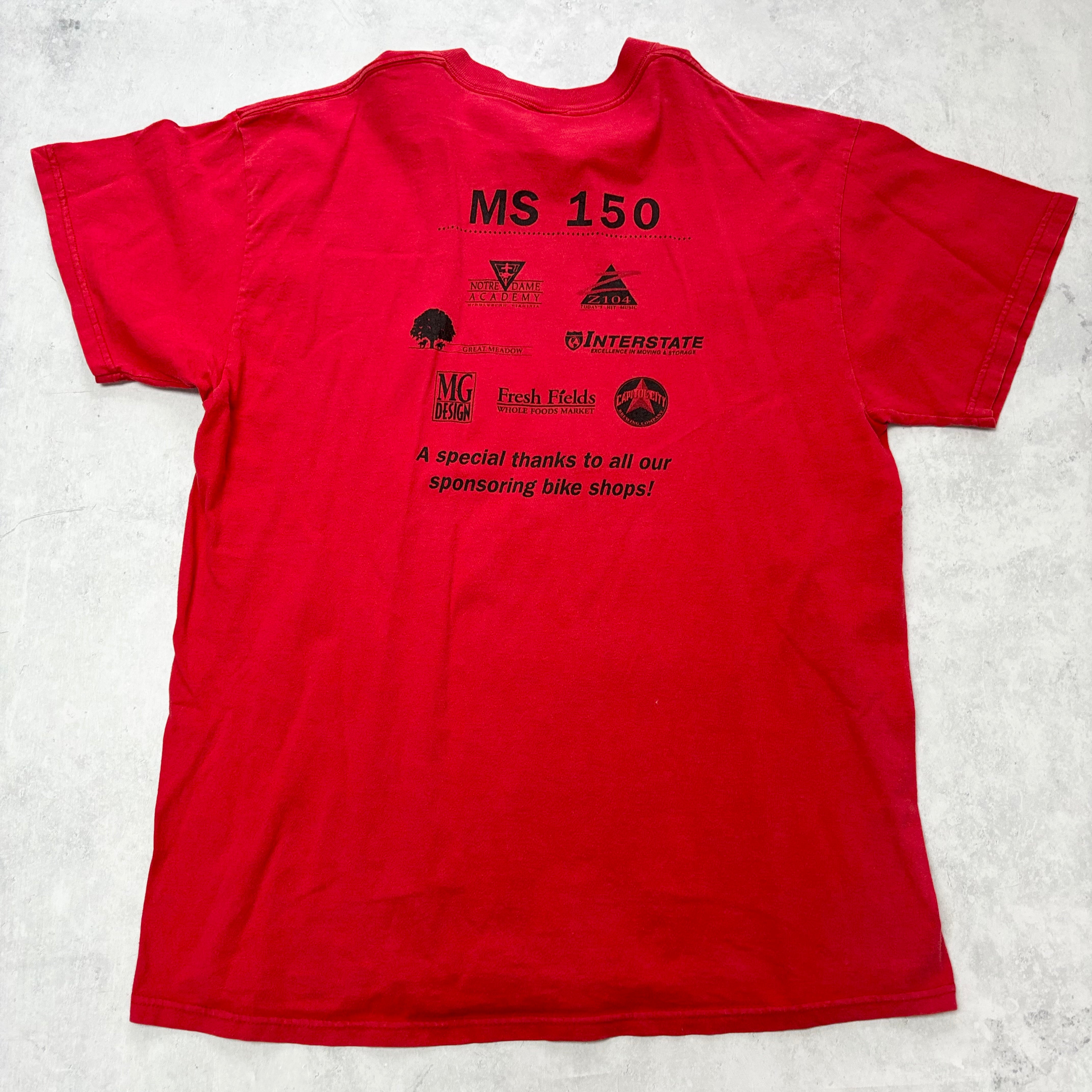 Vintage T Shirt Mens XL Red Graphic Print 90s Cycling