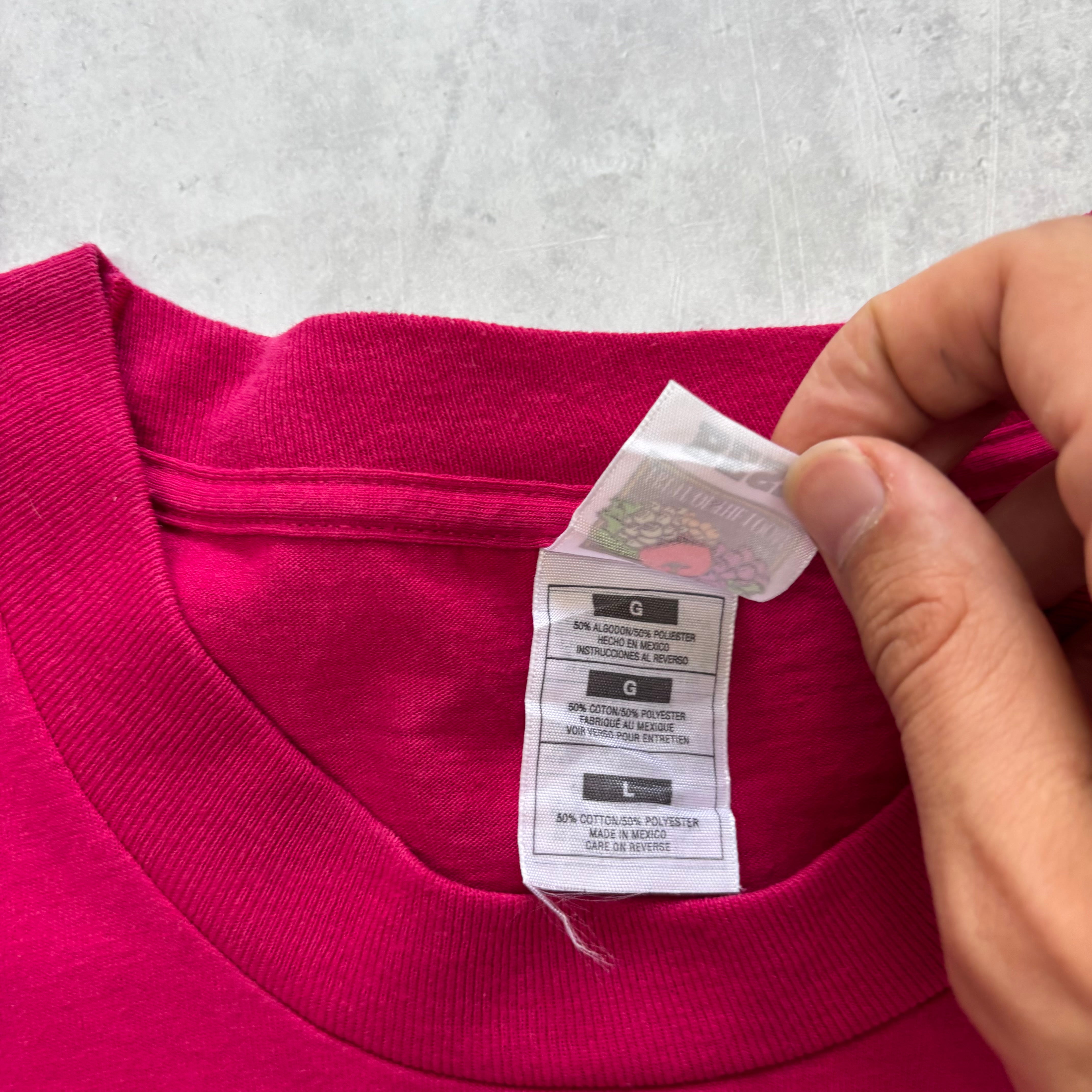 Vintage T Shirt Mens Large Pink Single Stitch Graphic Print 90s USA Tourist (E)