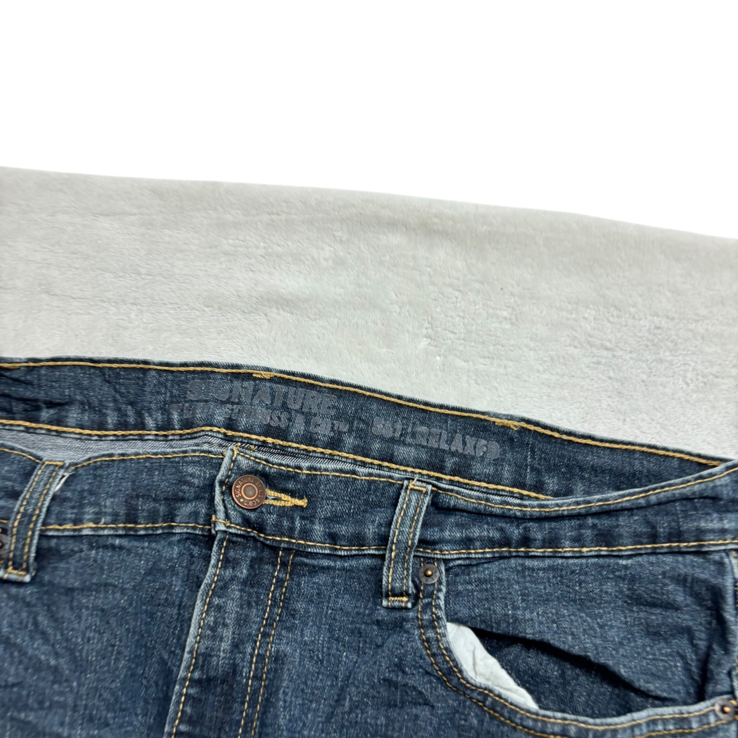 Levis Signature Jeans W38 L32 Mens Dark Blue Relaxed Baggy Fit Stretch Denim (E)
