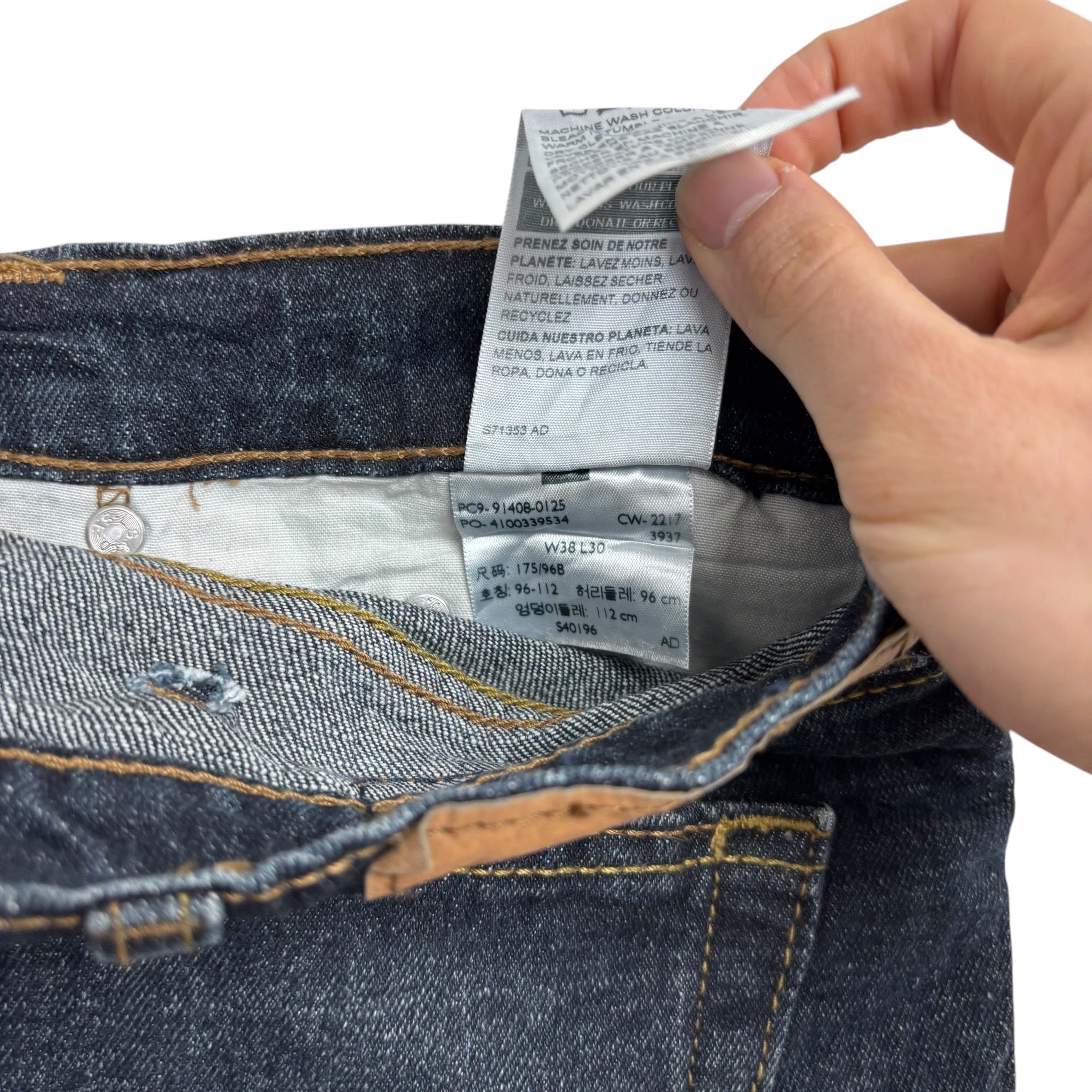 Levis Signature Jeans W38 L30 Mens Dark Blue Relaxed Straight Stretch Denim (E)