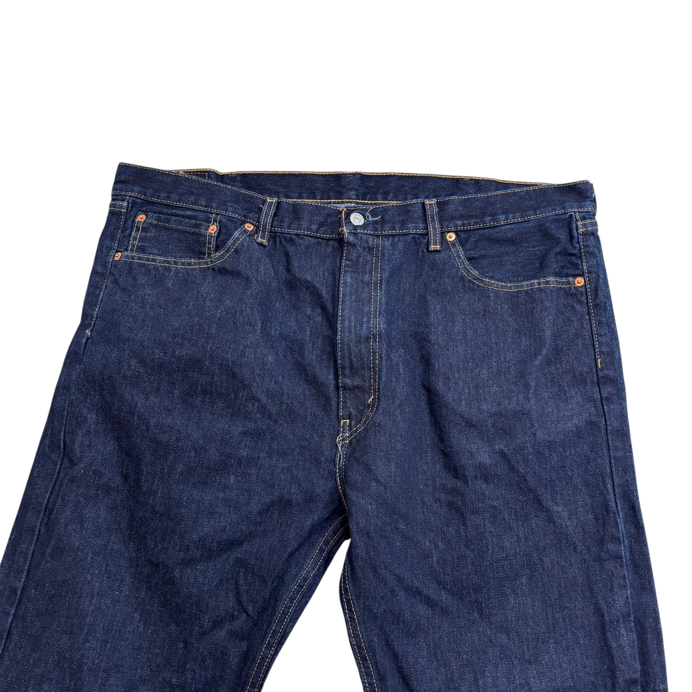 Levis 505 Jeans W42 L30 Mens Dark Blue Regular Straight Fit Denim (E)