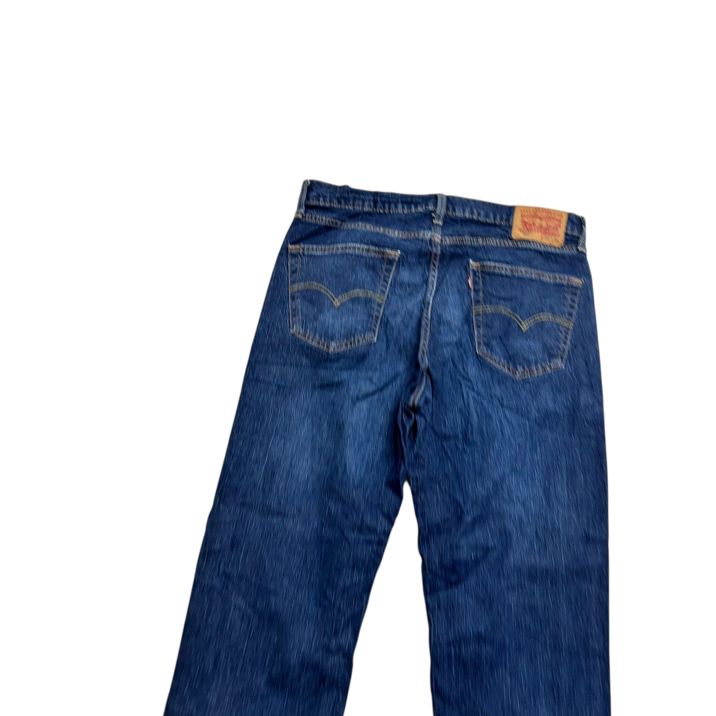 Levis 541 Jeans W35 L36 Mens Dark Blue Athletic Tapered Fit Stretch Denim (E)