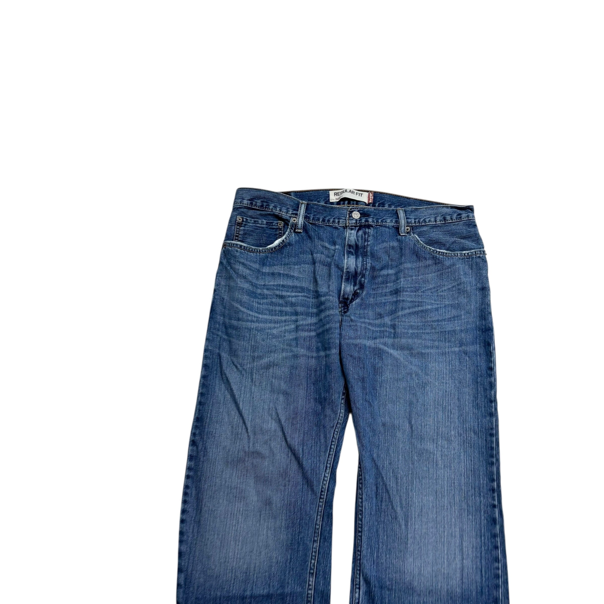 Levis 505 Jeans W36 L30 Mens Mid Blue Regular Straight Fit Vintage Denim (E)