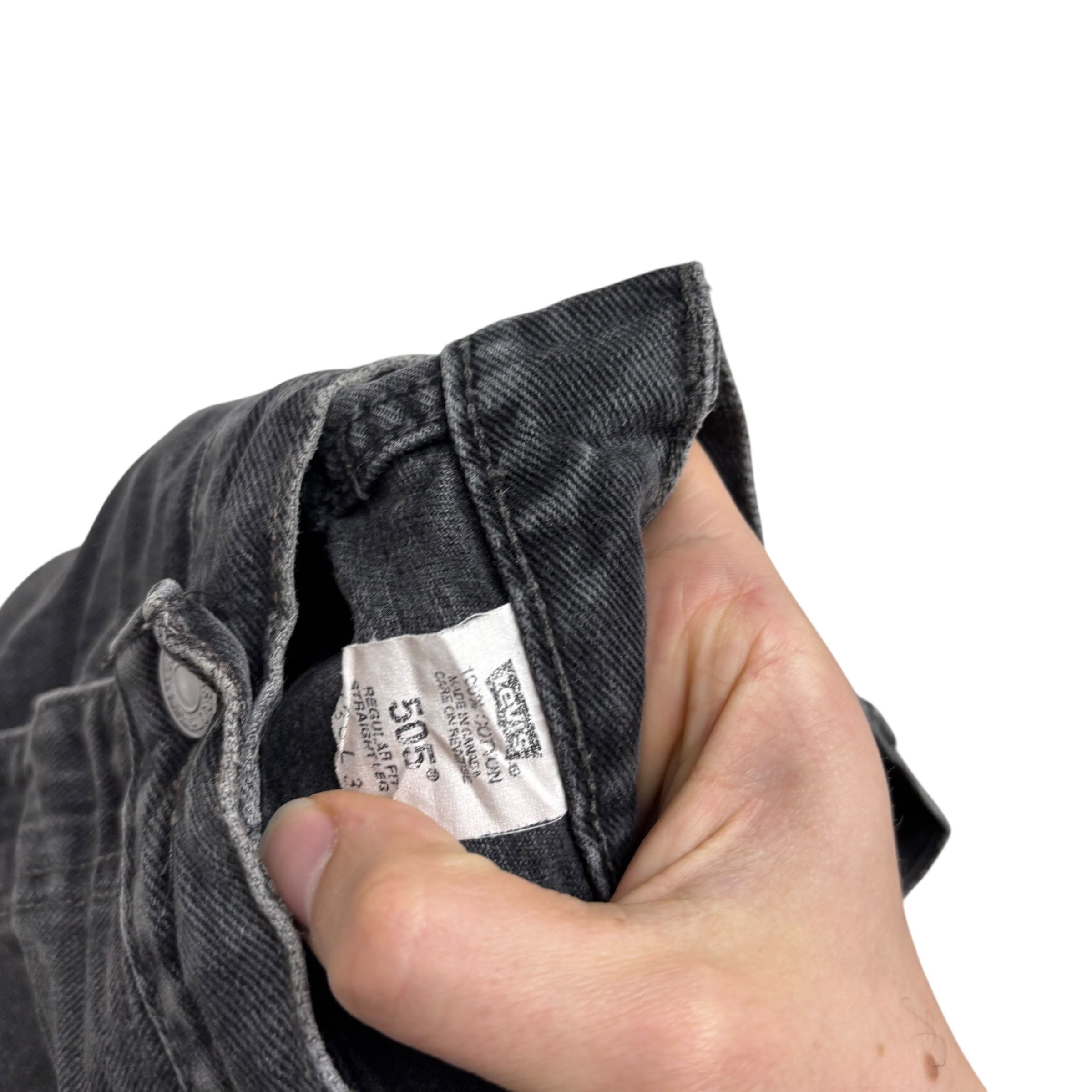 Levis 505 Jeans W36 L36 Mens Black Regular Straight Fit Vintage Denim (F)