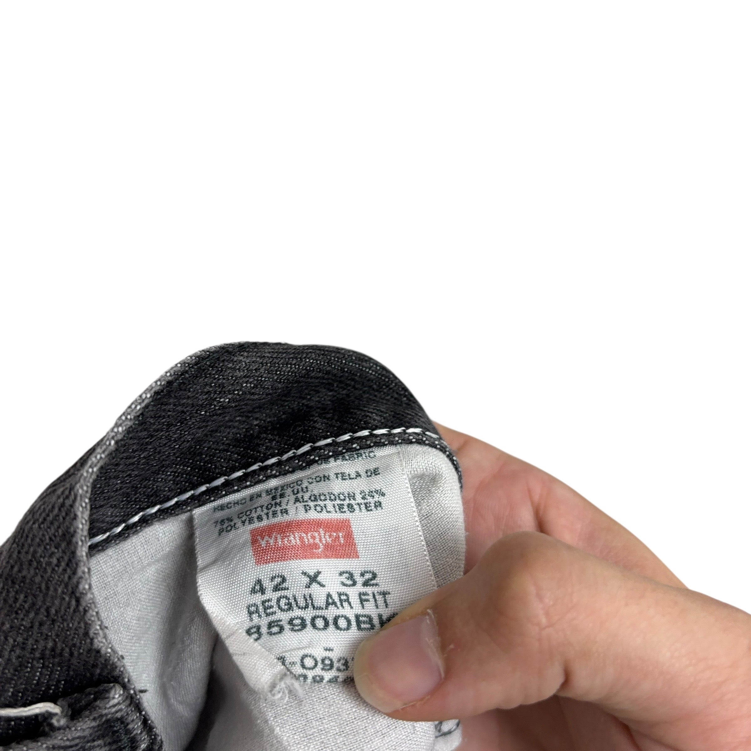 Wrangler Jeans W42 L32 Mens Black Regular Straight Fit Vintage Denim (F)