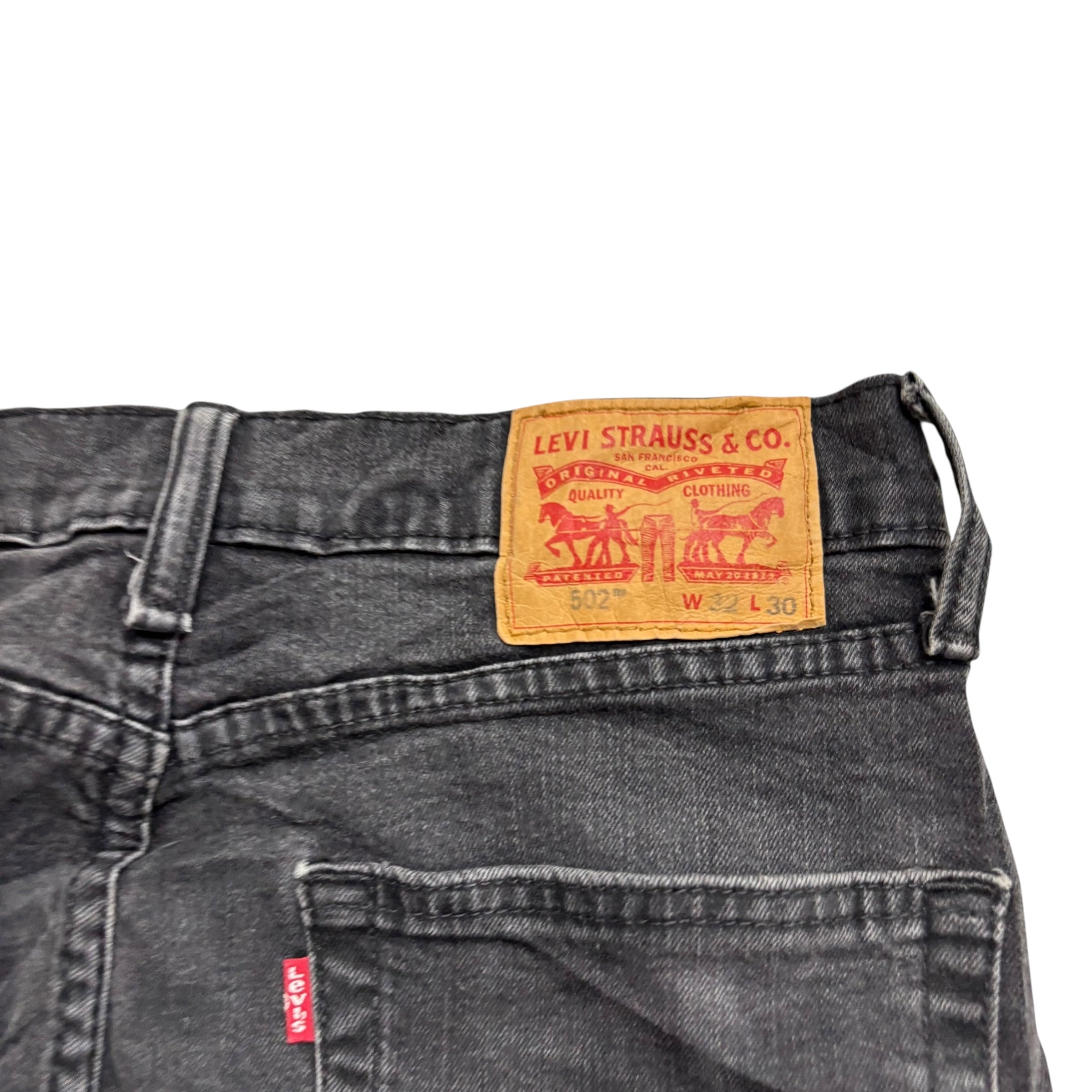 Levis 502 Jeans W31 L27 Mens Black Regular Tapered Fit Stretch Denim (F)
