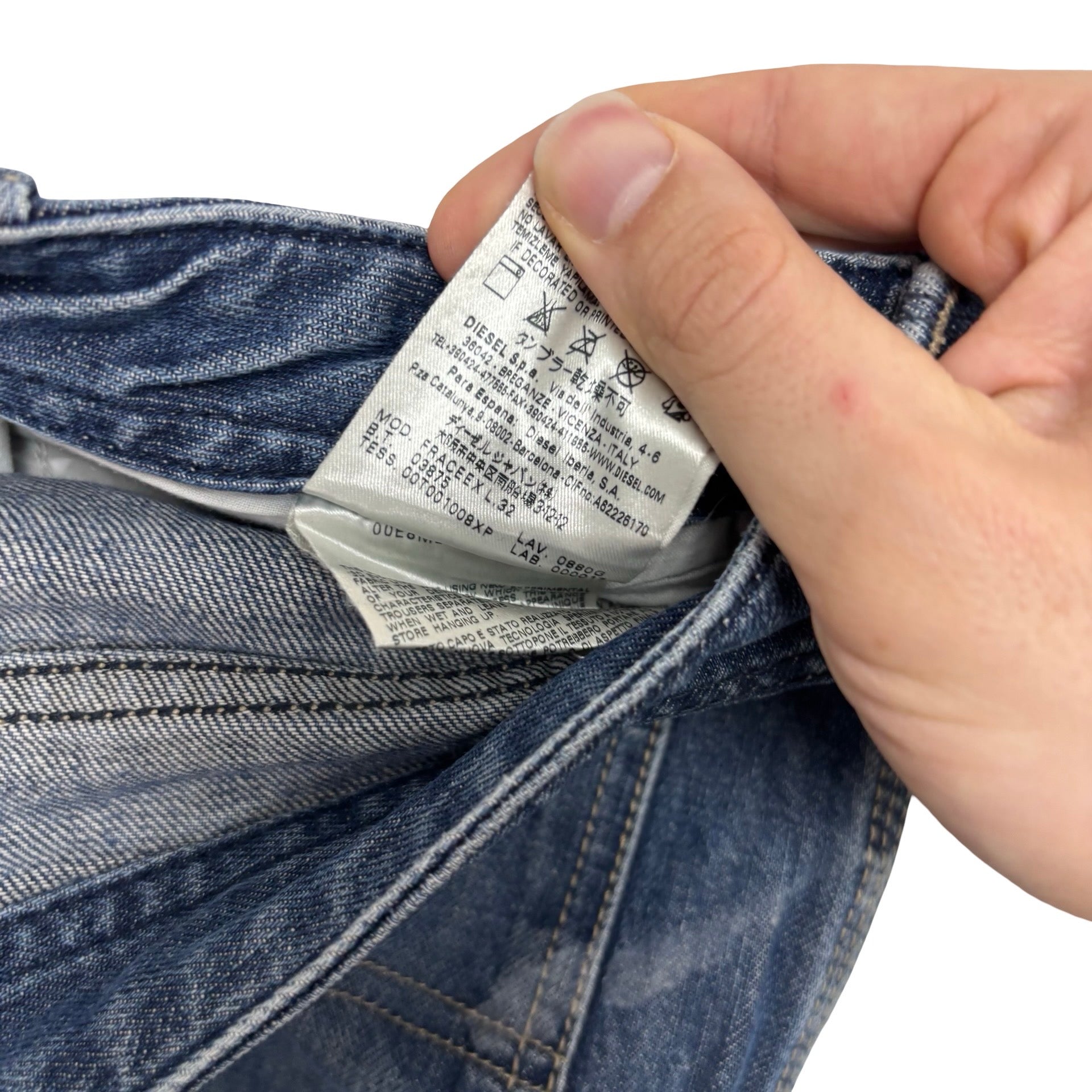 Diesel Fraceex Jeans W33 L32 Mens Mid Blue Regular Straight Fit Denim (F)