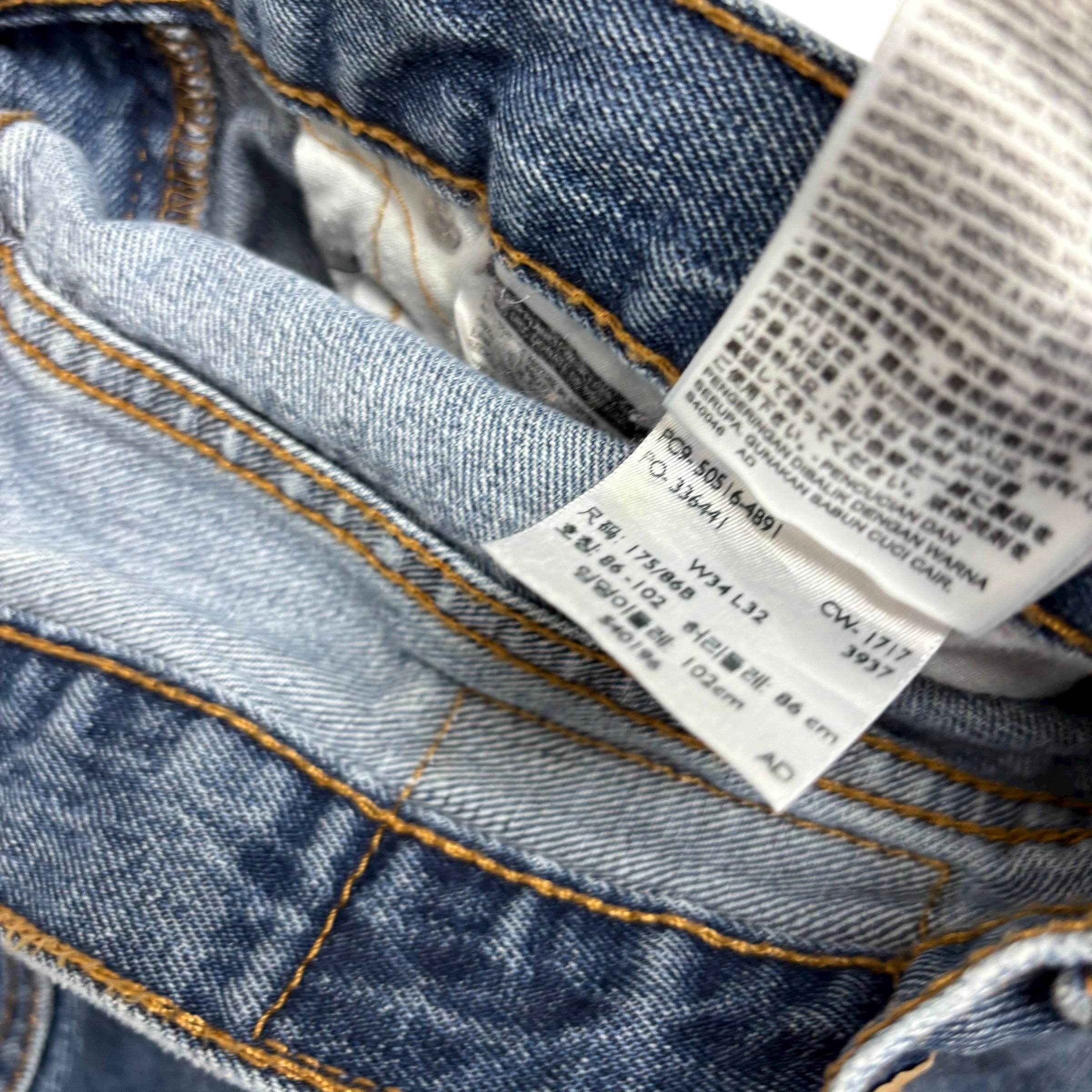 Levis 516 Jeans W34 L32 Mens Light Blue Slim Straight Fit Denim