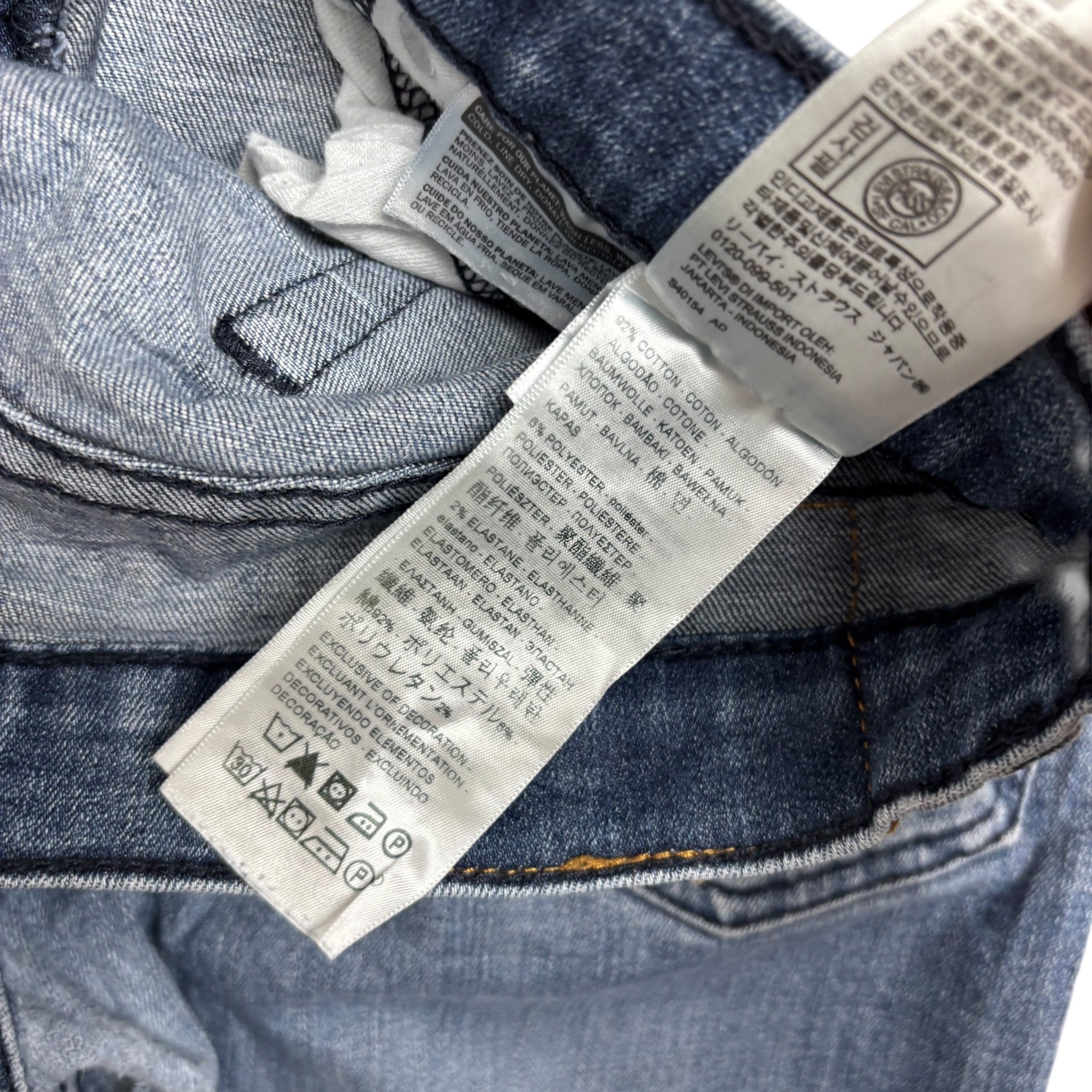 Levis 502 Jeans W33 L32 Mens Navy Blue Regular Tapered Fit Stretch Denim (F)